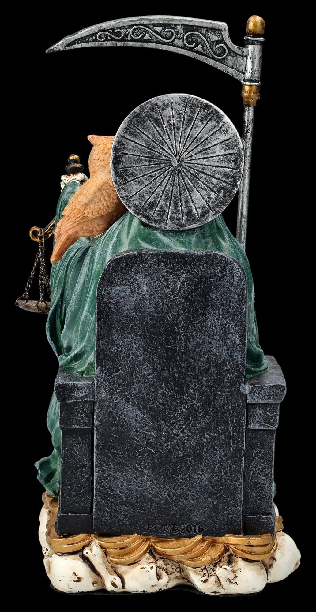 Figuren Shop GmbH Sitzende grün Santa - mystische Figur Muerte Figur Dekofigur Gothic Dekofigur