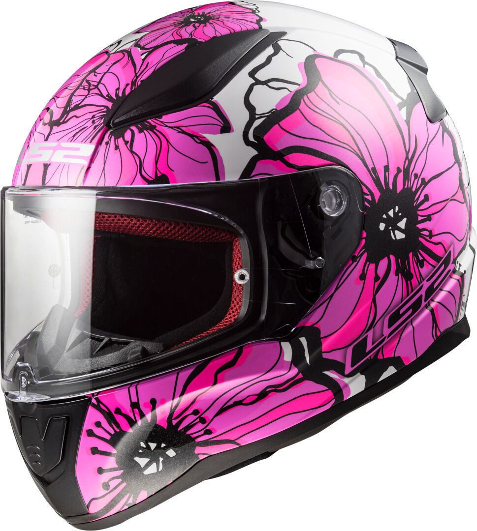 LS2 Motorradhelm FF353 Rapid II Poppies Helm, Atmungsaktiv reflektierende Visier