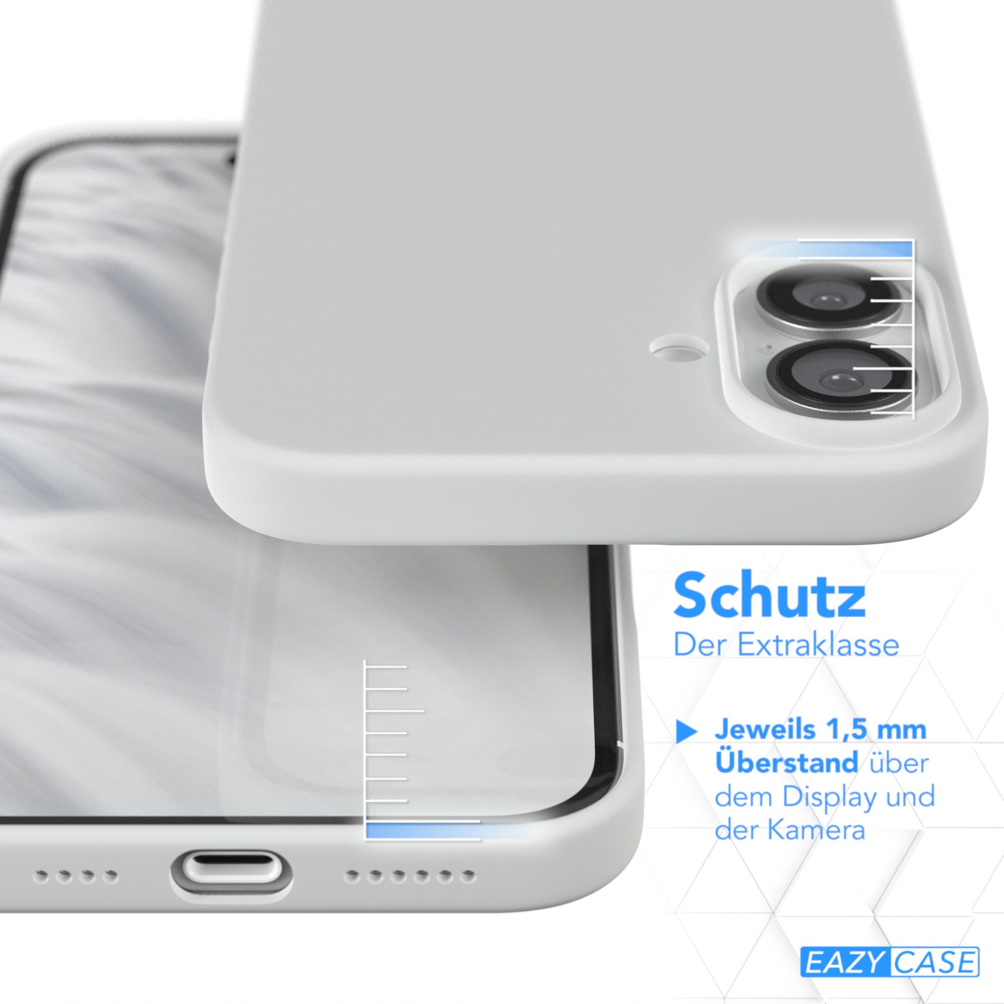 EAZY CASE Handyhülle Premium Silikon Case für Apple iPhone 16 Plus 6,7 Zoll, Silikon Schutzhülle mit Kameraschutz kratzfest Handy Softcase Weiß