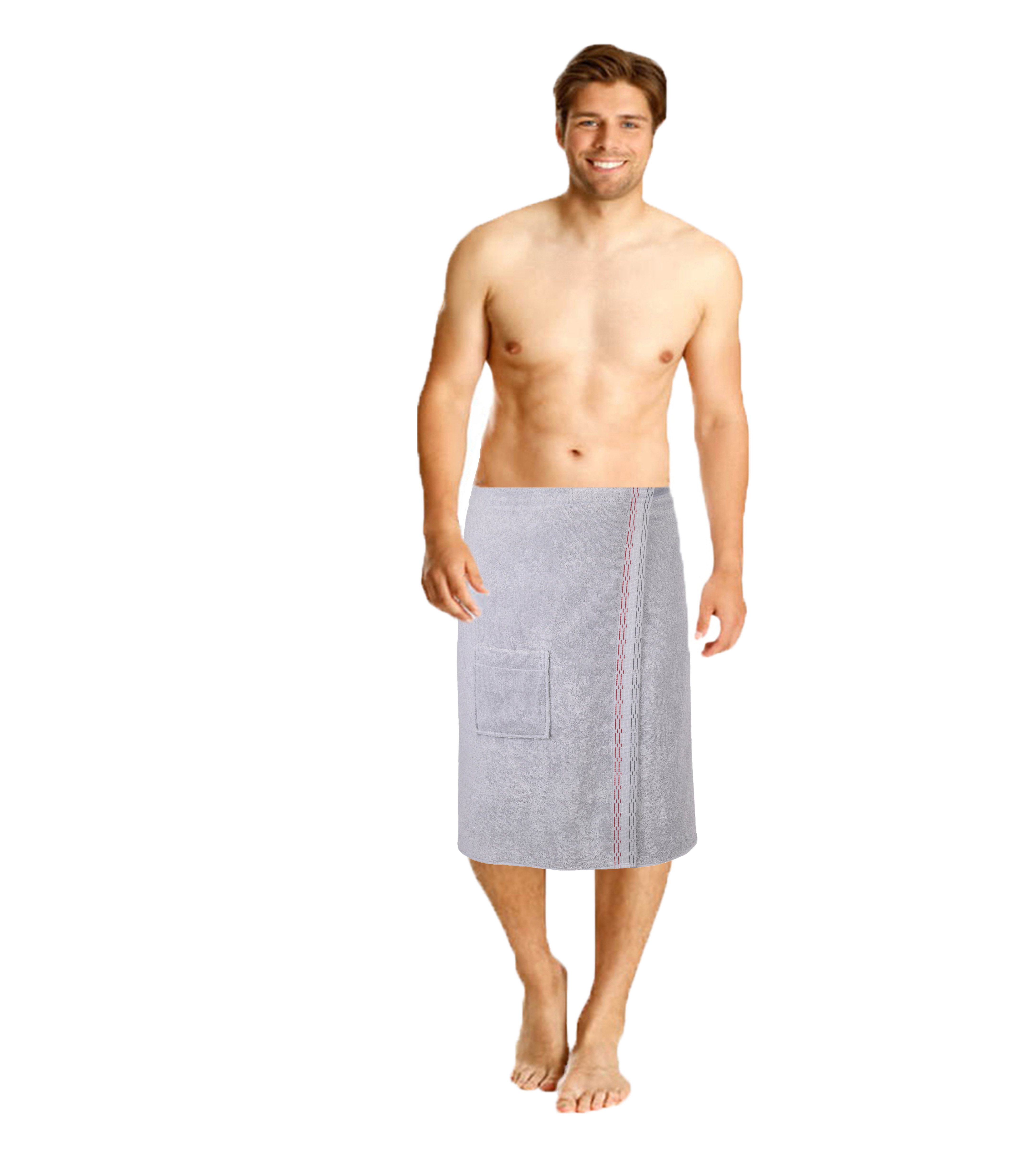 Betz Kilt Herren Saunakilt Frottee mit Klettverschluss, wadenlang, Baumwolle, Klettverschluss, Klettverschluss, Gummizug
