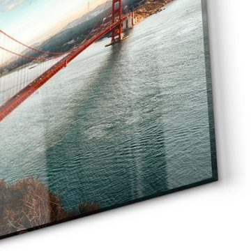 DEQORI Küchenrückwand 'Golden Gate Bridge', Glas Spritzschutz Badrückwand Herdblende