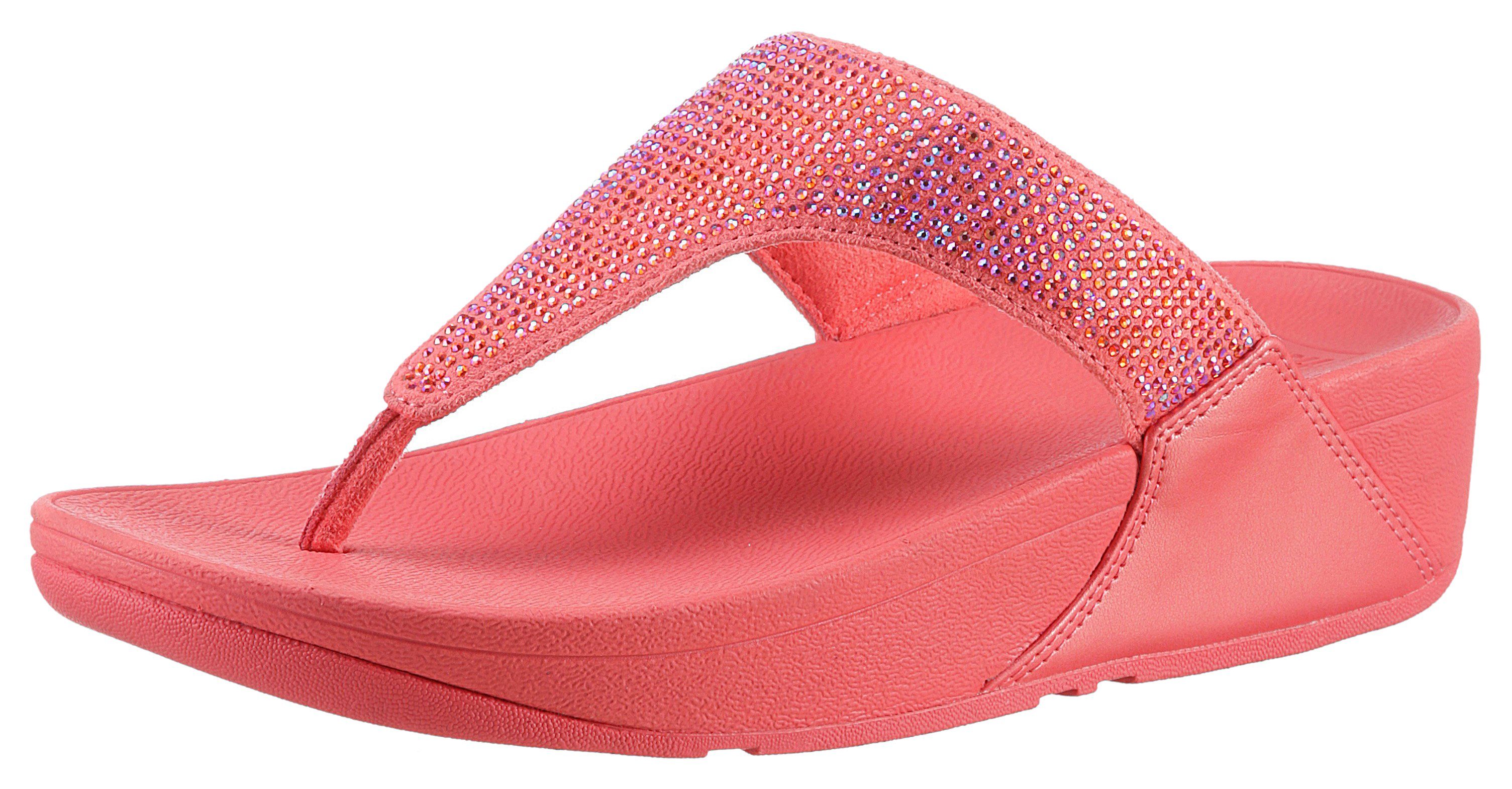 Fitflop LULU CRYSTAL EMBELLISHED TOE-POST SANDALS - HOTFIX Dianette, Keilabsatz, Sommerschuh, Шлепанцы mit weichem Zehensteg