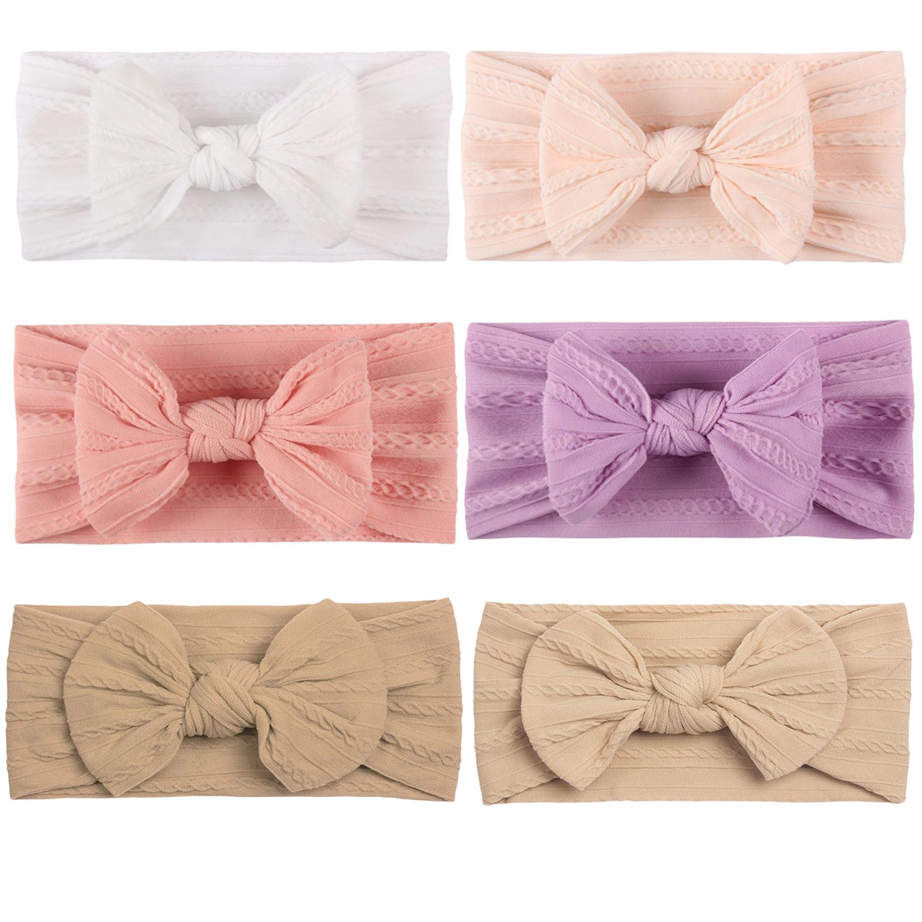 Mutig Stirnband Baby-Turban-Stirnband für Neugeborene, 6 Stück (Baby-Mädchen-Bögen, Schleife Dekoration, Baby-Stirnbänder, 6-St., elastische Haarbänder für Kleinkinder, Neugeborene)