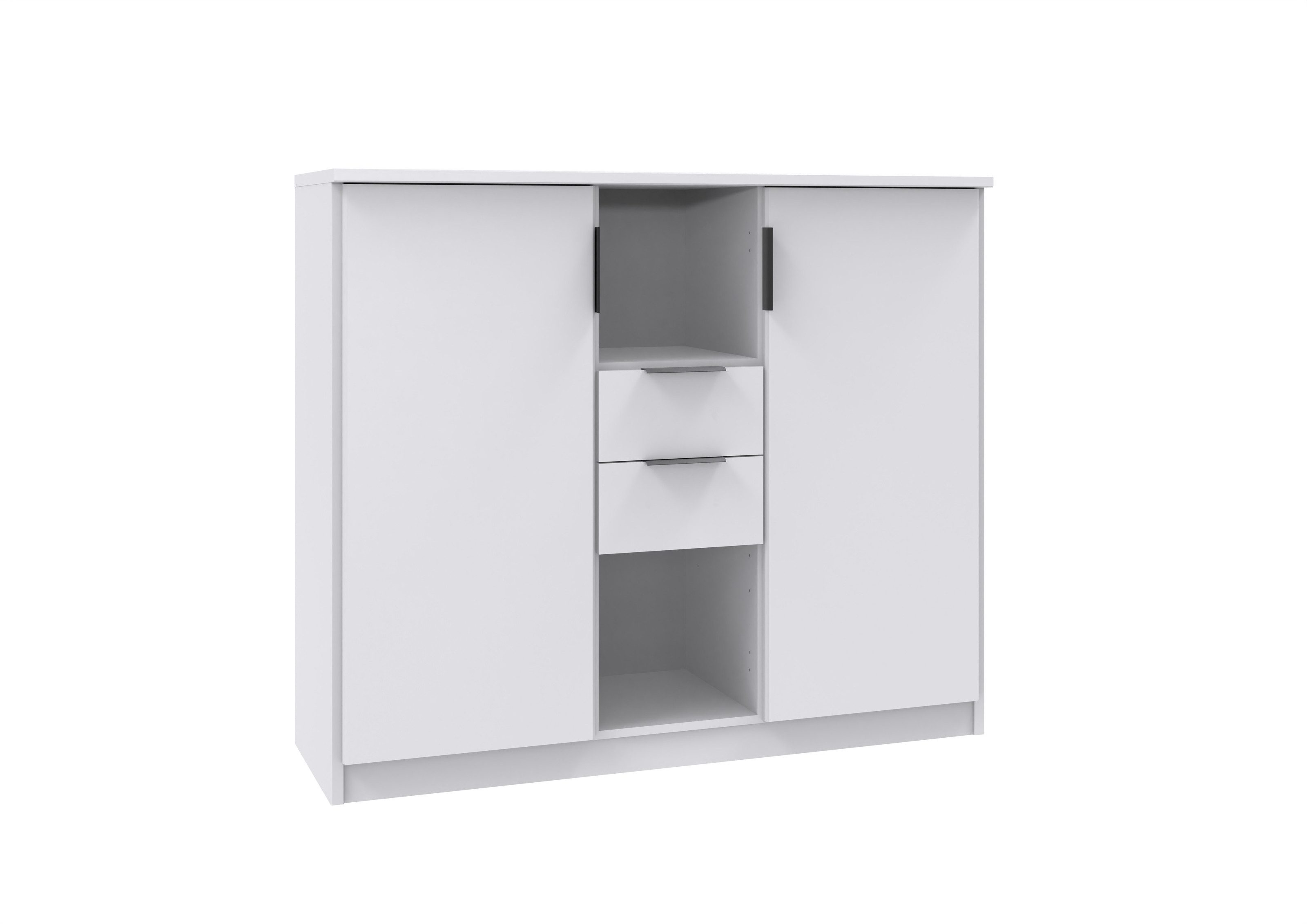 freiraum Kombikommode NORDERNEY, 2 Türen, 2 Schübe, 2 Fächer, WEISS - 122x105x40cm (BxHxT)