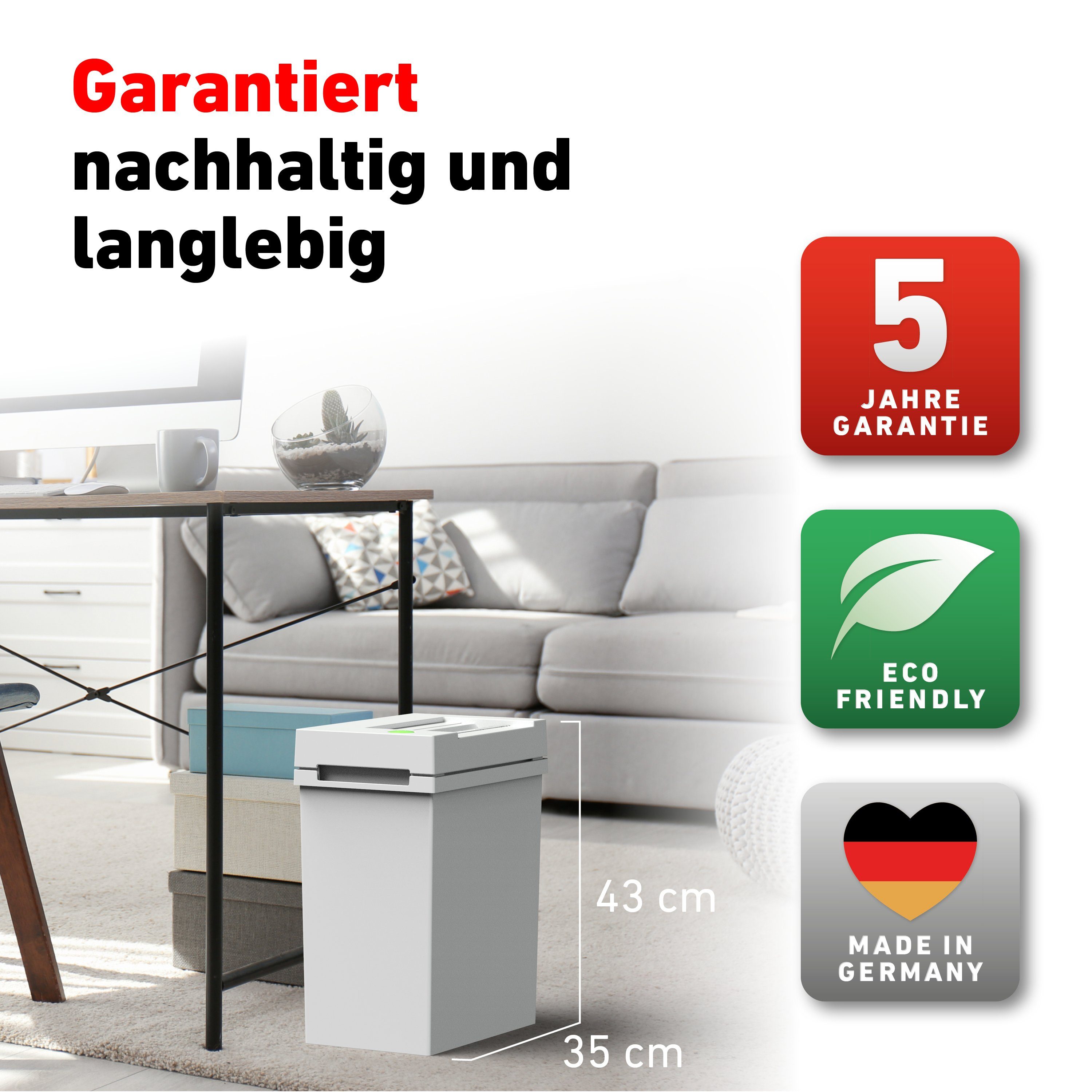 IDEAL Aktenvernichter 2245 CC Partikelschnit 2 x 15 mm, Made in Germany, P-5, 20 Liter, LIFETIME-Garantie auf Messerwellen