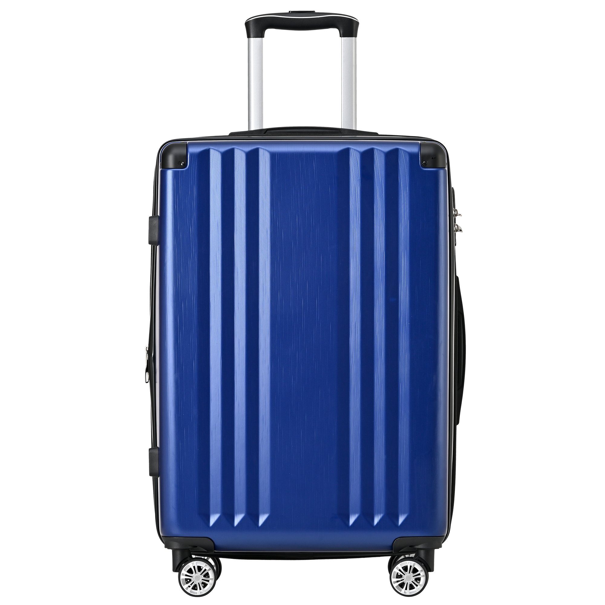 Rollen mit Zollschloss, ABS Reisekoffer Rollen,TSA 360° Blau Hartschalen-Trolley Ulife 4