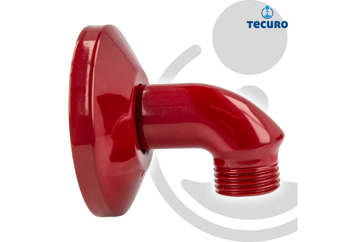 Thumbnail - tecuro Wandanschlussbogen Wandanschlussbogen 90°, Messing, rot RAL 3003, runde Ausführung