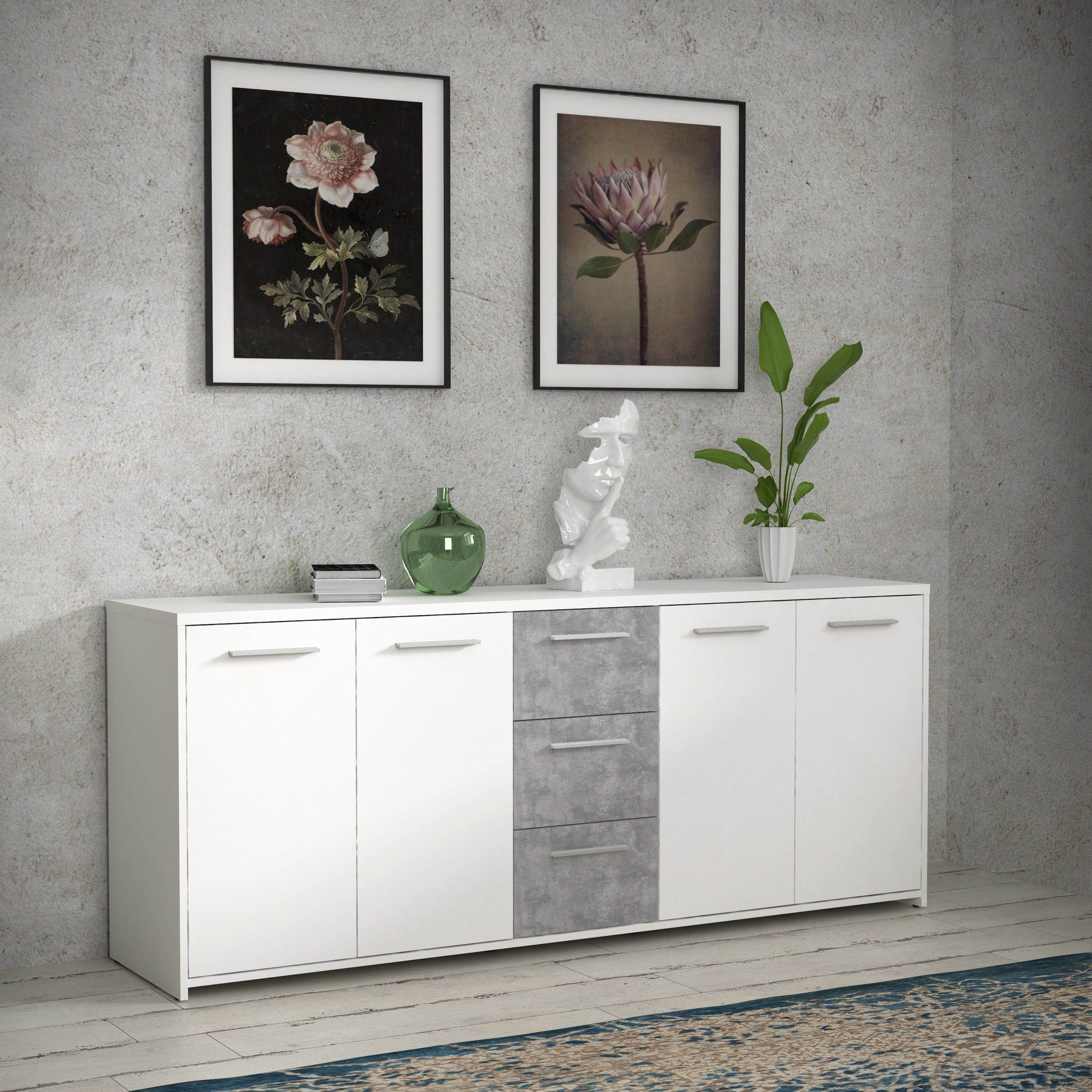 FORTE Sideboard Sideboard, 180 cm Breit, 3 Schubkästen, viel Platz