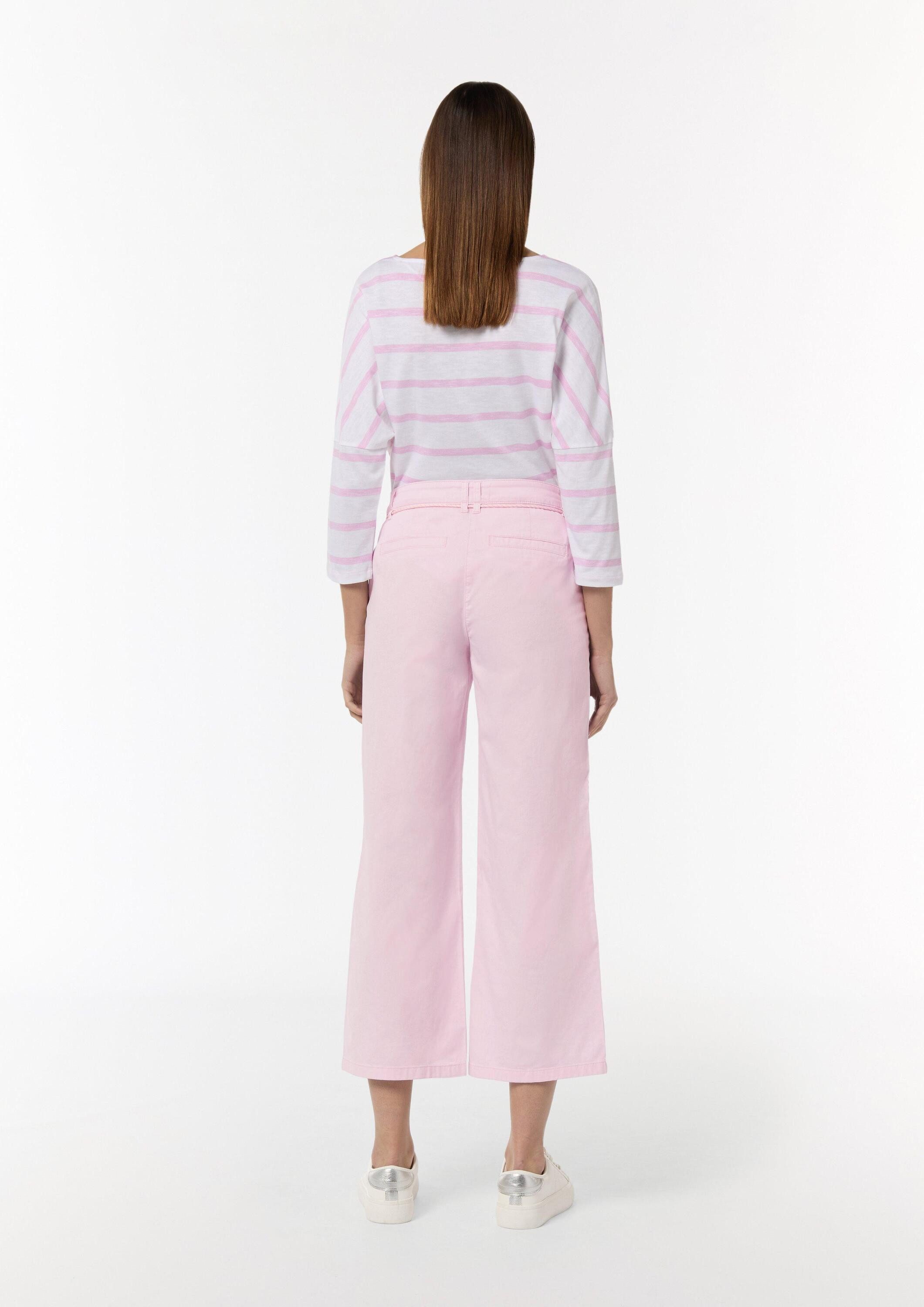 comma Culotte Hose Culotte aus Twill mit Gürtel zum Schnüren
