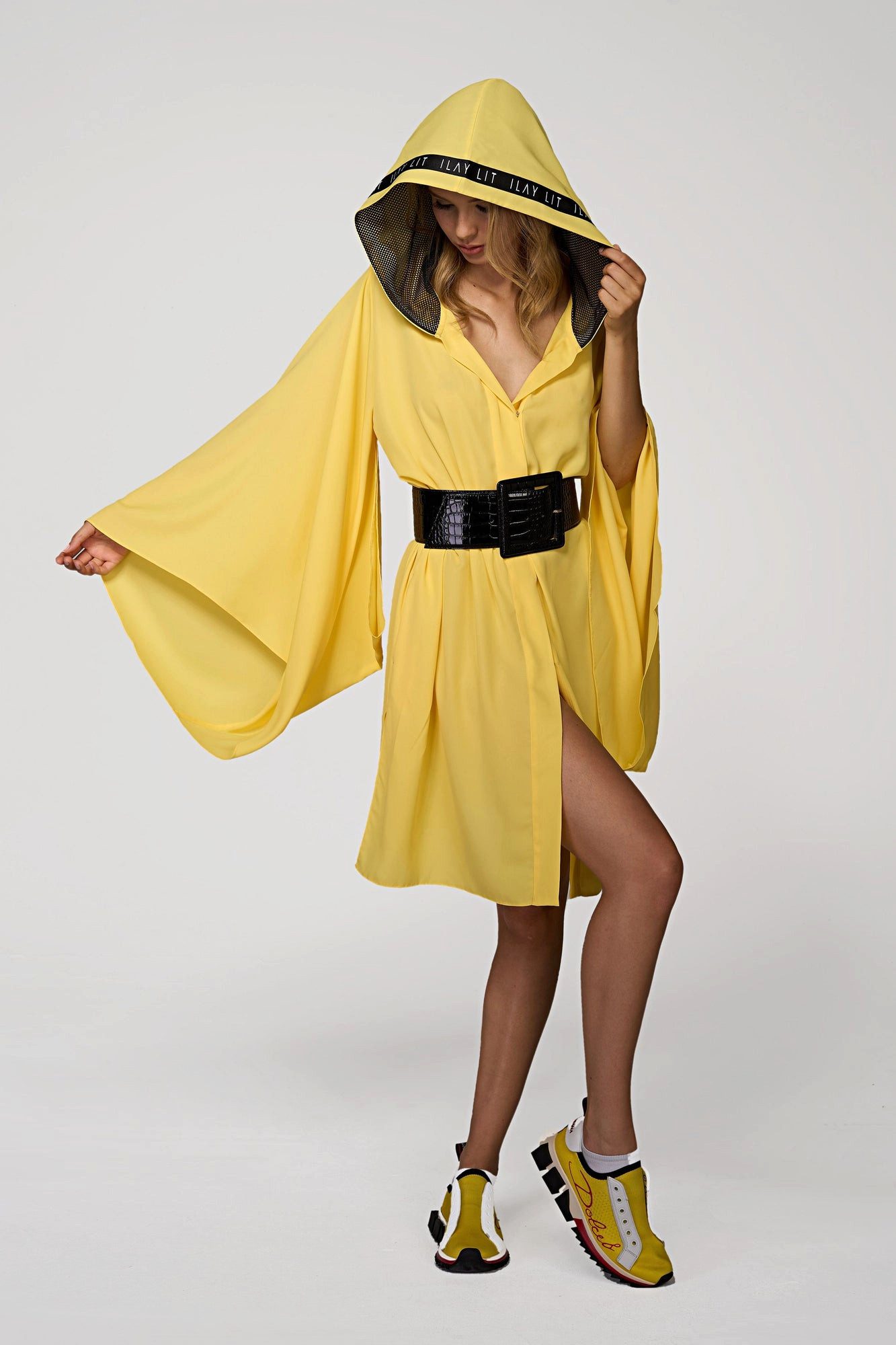 Kleid & Haarband Violet - Kimono Yellow Short