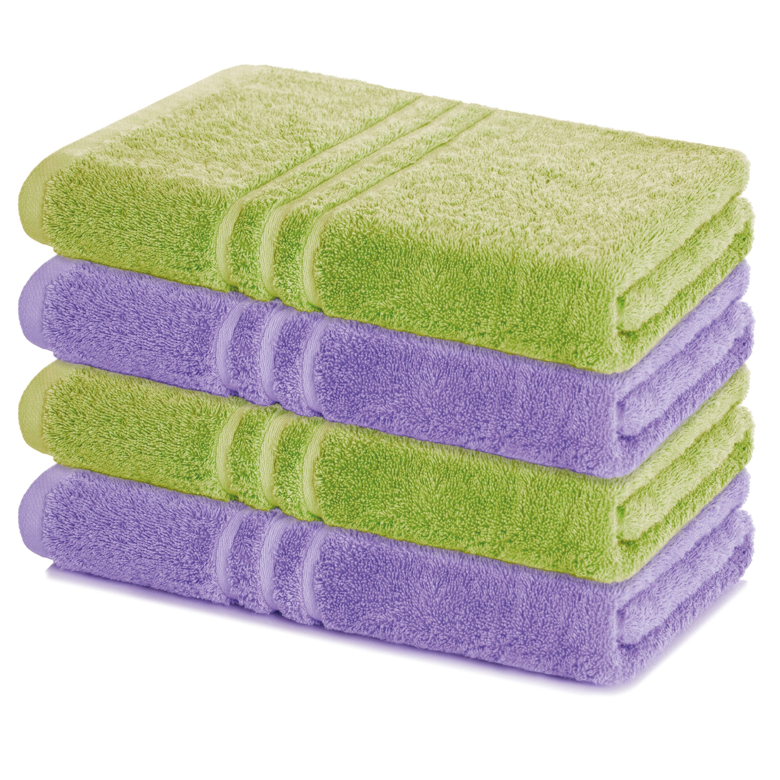 Lavea Duschtücher 4er Set Duschtuch 70 x 140 cm, Elena Frottee Handtücher, (Set, 4-St), Dusch-Handtuch, 500 g/m² Frottier, weich & saugstark, pflegeleicht