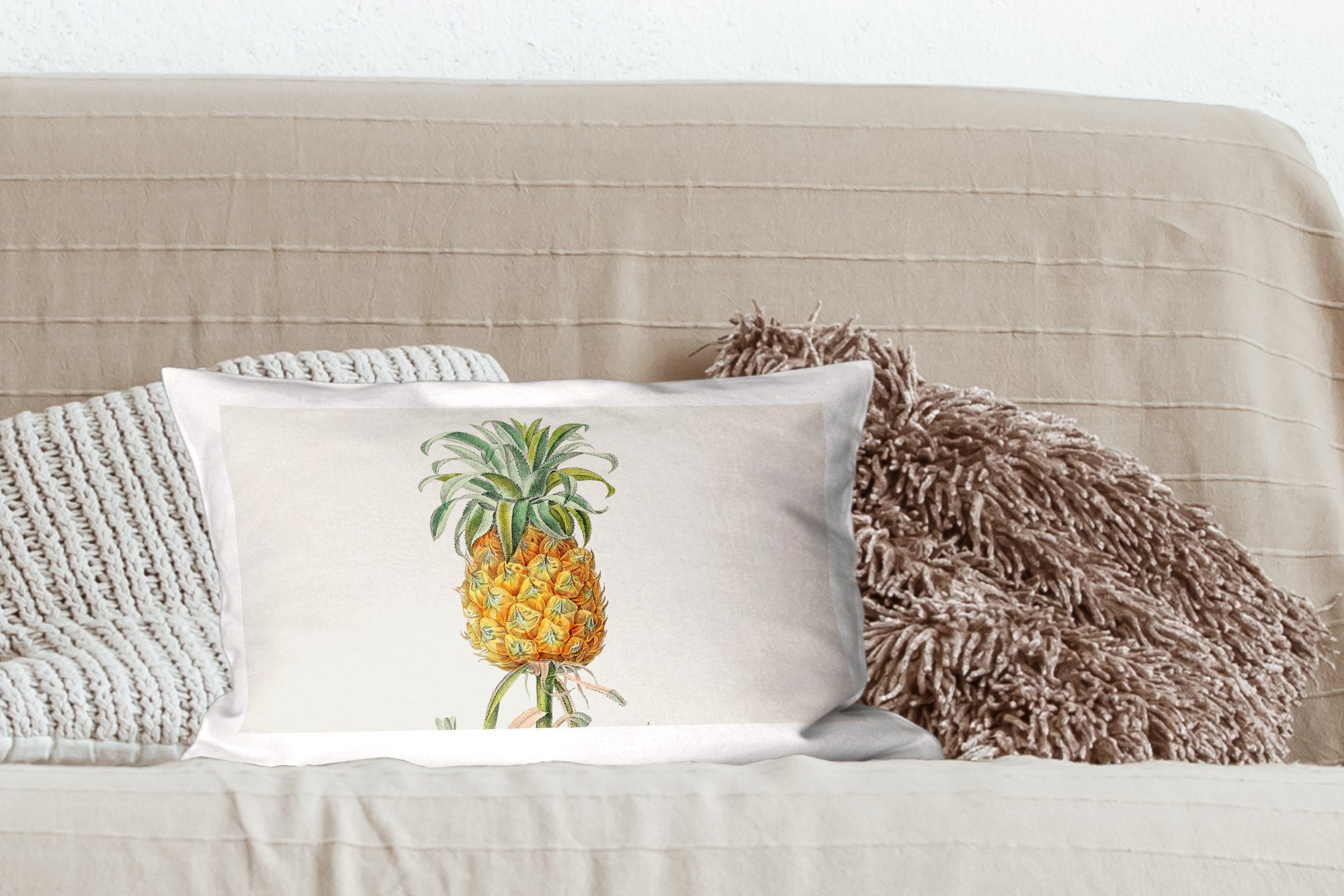 Schlafzimmer Zierkissen, Dekokissen mit Wohzimmer Ananas Dekoration, Füllung, MuchoWow - Lebensmittel, Dekokissen - Pflanze
