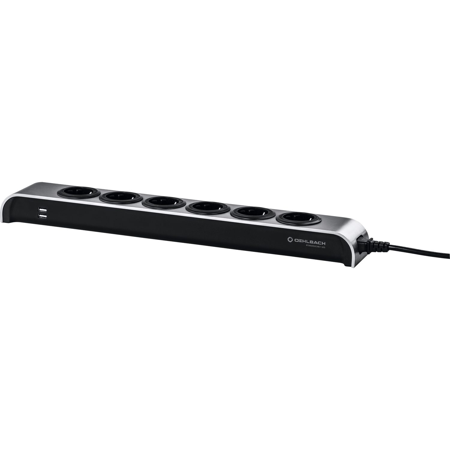 Oehlbach Powersocket 505 - Hochwertige Mehrfach-Steckdosenleiste - Kompaktes Design, 2 High-Power USB Ports für Tablet & Smartphone - anthrazit Mehrfachsteckdose