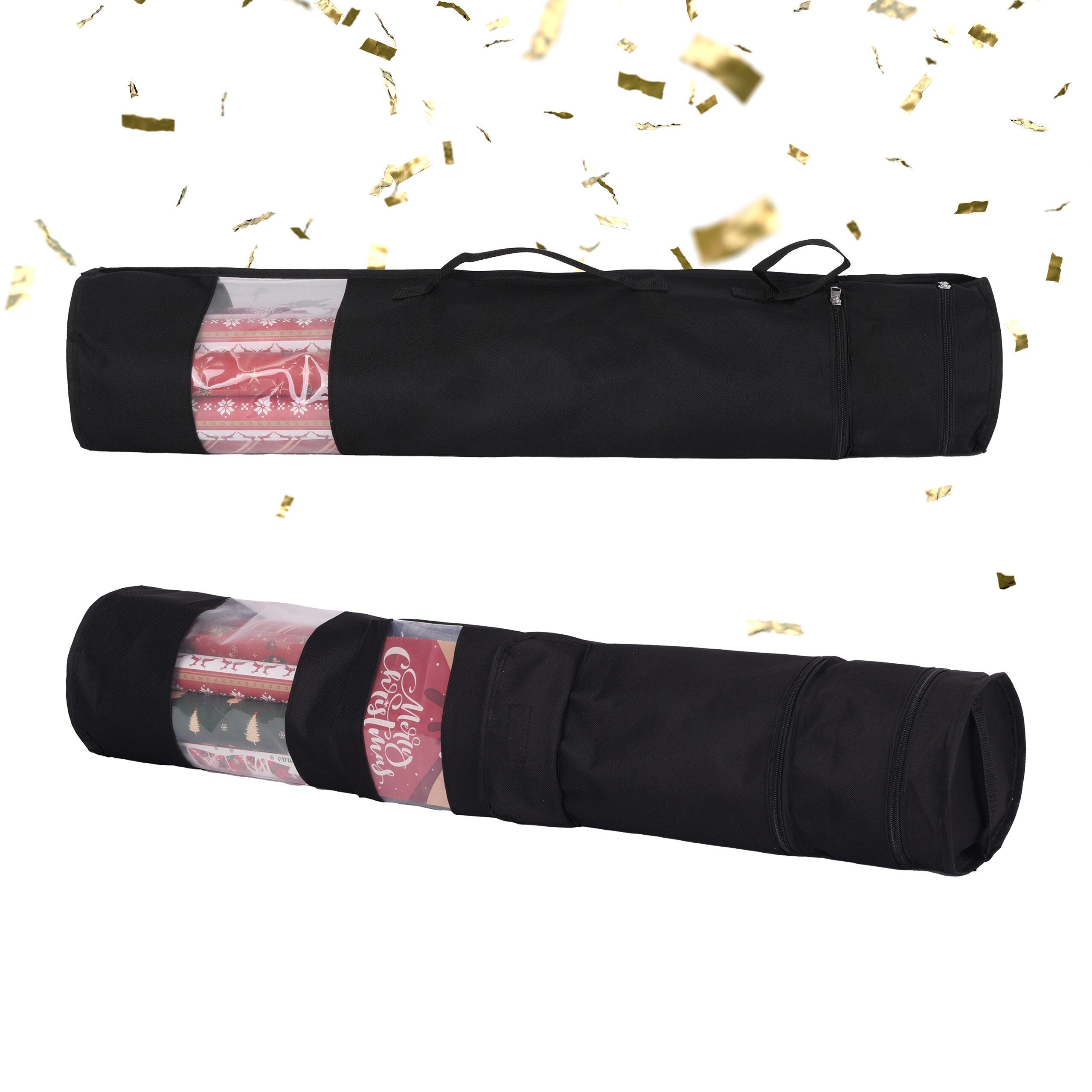 relaxdays Aufbewahrungsbox Geschenkpapier Aufbewahrung 2er Set, schwarz günstig online kaufen