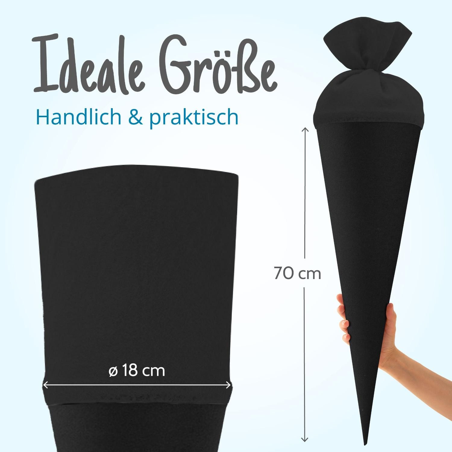 itenga Schultüte itenga Bastelschultüte 70cm mit Filzverschluss SCHWARZ – Bild 5 von 5
