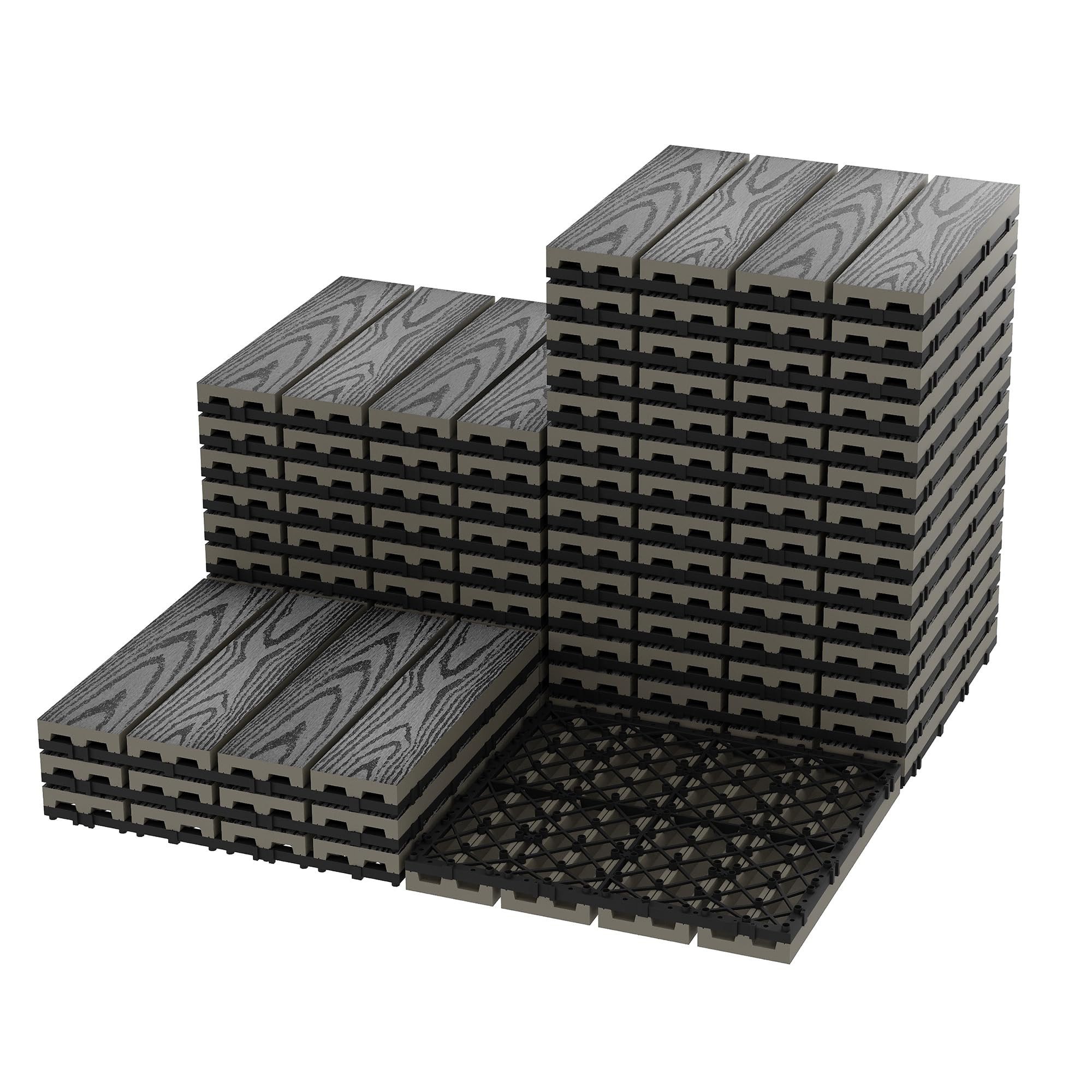 GarveeMore Terrassendielen, BxL: je 30x30 cm, 20 mm Stärke, (Wasserdichte, 27-St., Klickfliesen), für Poolbereich, Balkon, Veranda, Garten