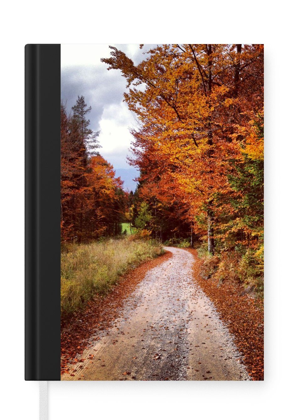 Herbstblätter A5, Herbst - Weg Merkzettel, 98 Journal, - Haushaltsbuch Tagebuch, - Notizbuch Seiten, Notizheft, Wald, MuchoWow