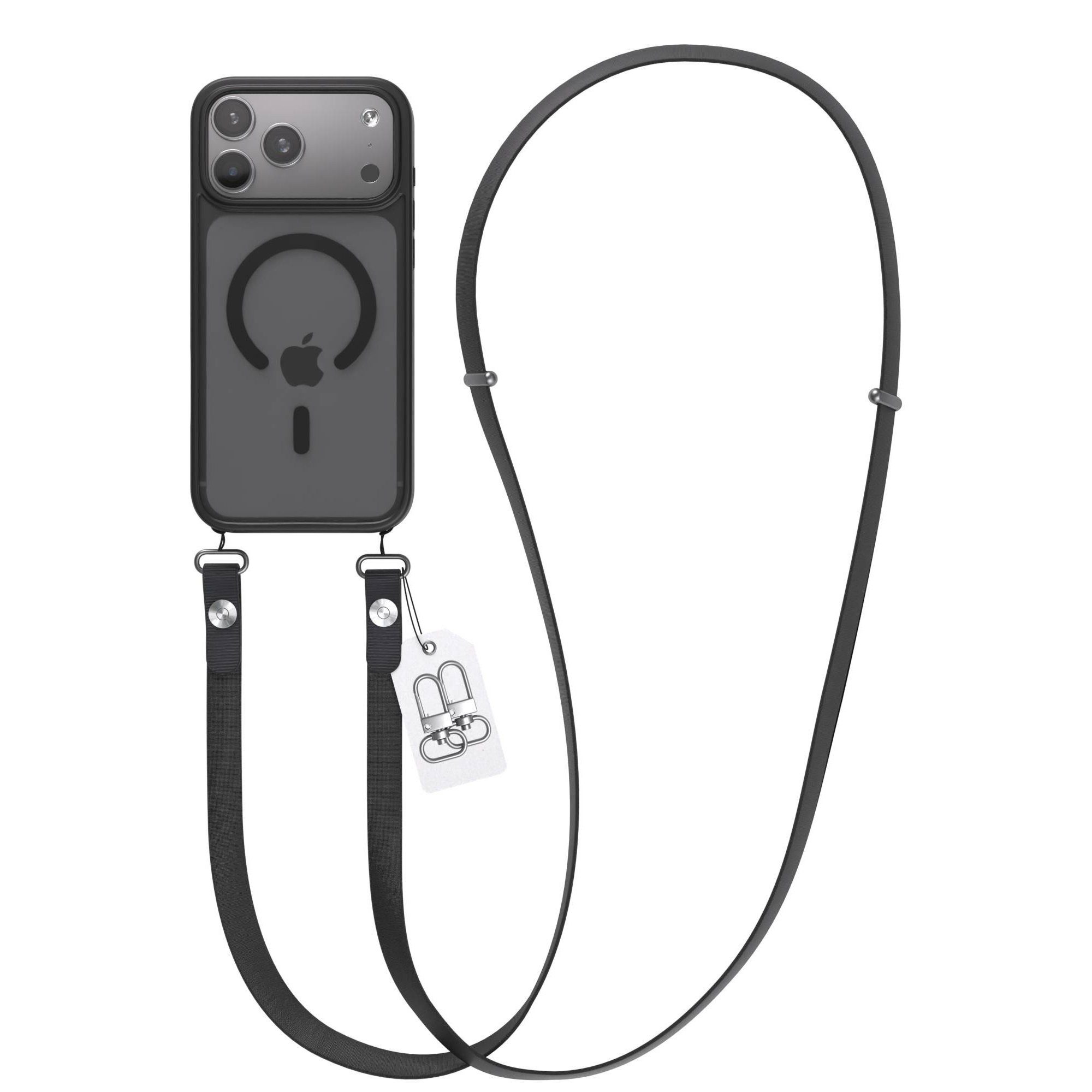 EAZY CASE Handykette Outdoor Case MagSafe Handyband für Apple iPhone 17 Pro Max 6,9 Zoll, MagSafe Outdoor Case mit magnetischer, flexibler Handykette Schwarz