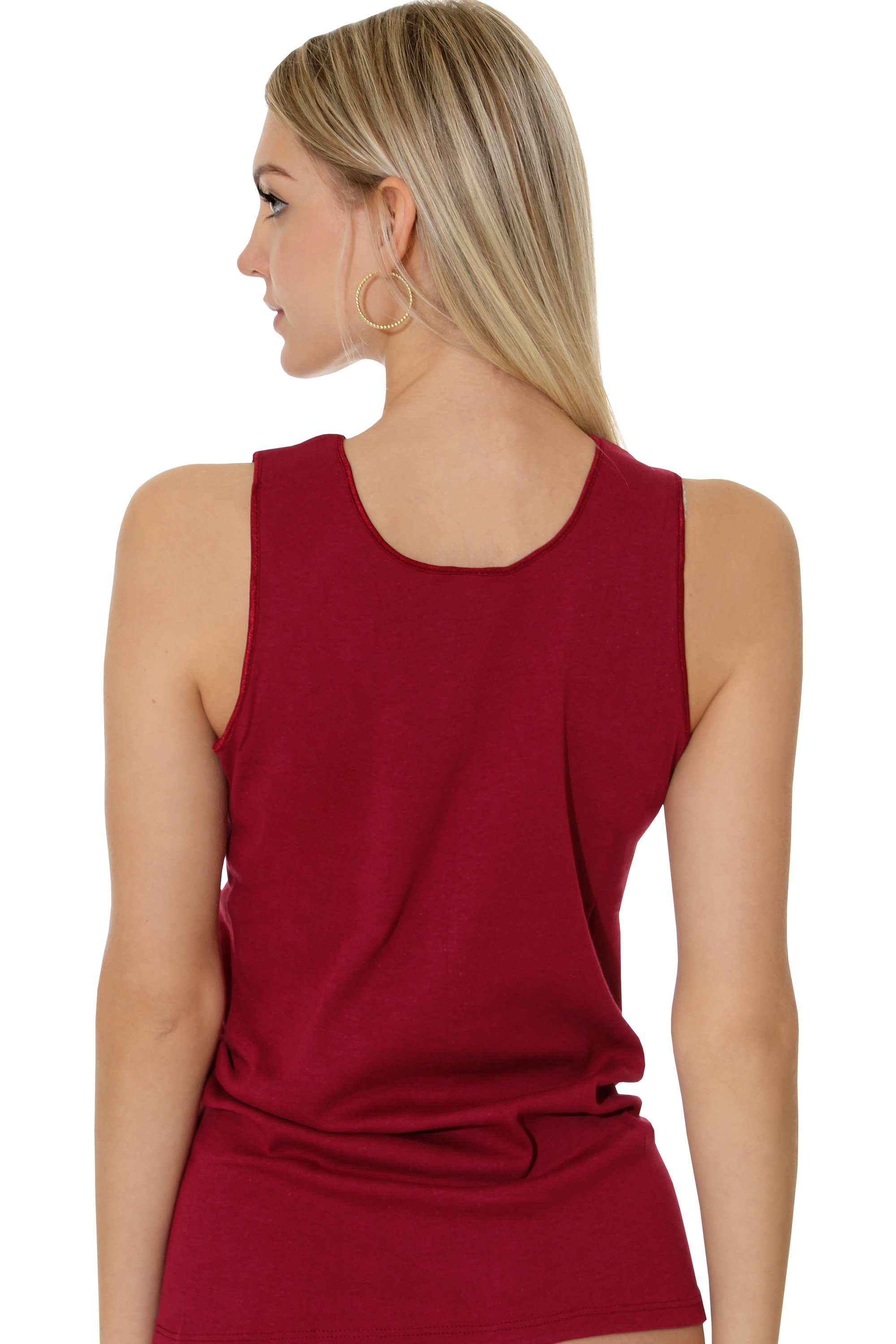 Cotton Prime® Unterhemd mit bordeaux angenehmer Spitze in Baumwollqualität