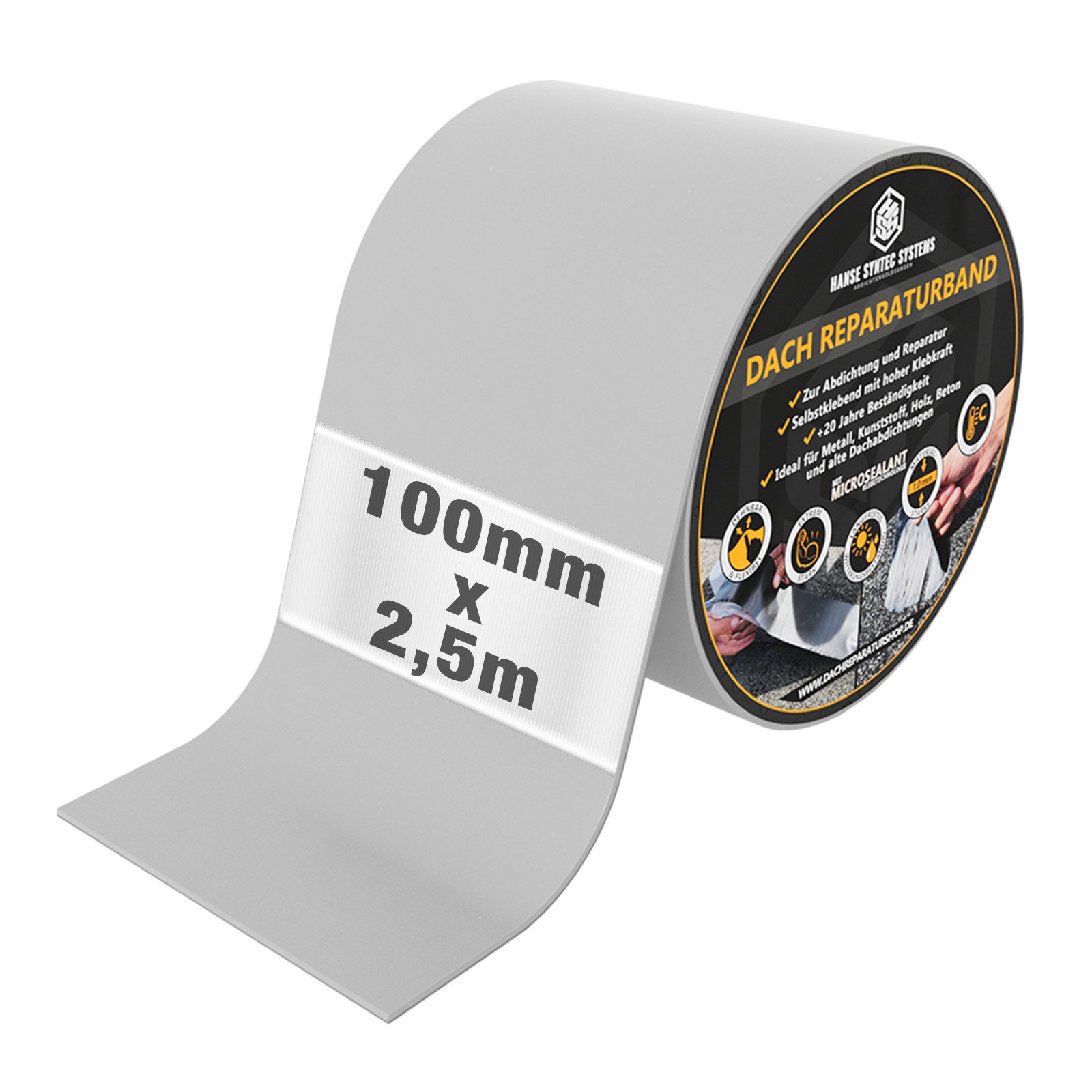 Hanse Syntec Systems Klebeband Reparaturband DIY selbstklebend – Dach, Wohnwagen & Rinne Butylband, selbstklebend, wasserdicht, UV-Sicher, witterungsbeständig