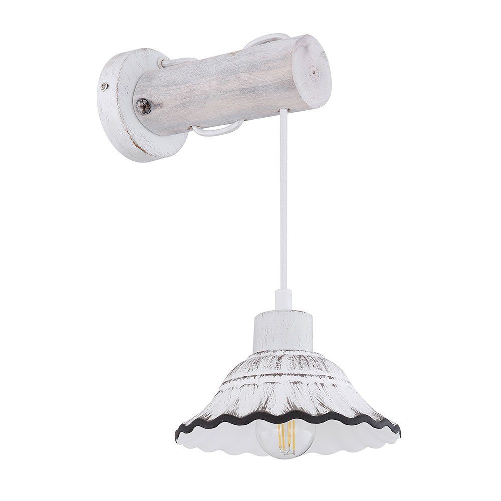 GLOBO LIGHTING Wandleuchte, Leuchtmittel nicht inklusive, Wandlampe Spotstrahler Esszimmer Holz Keramik weiß getüncht schwarz H