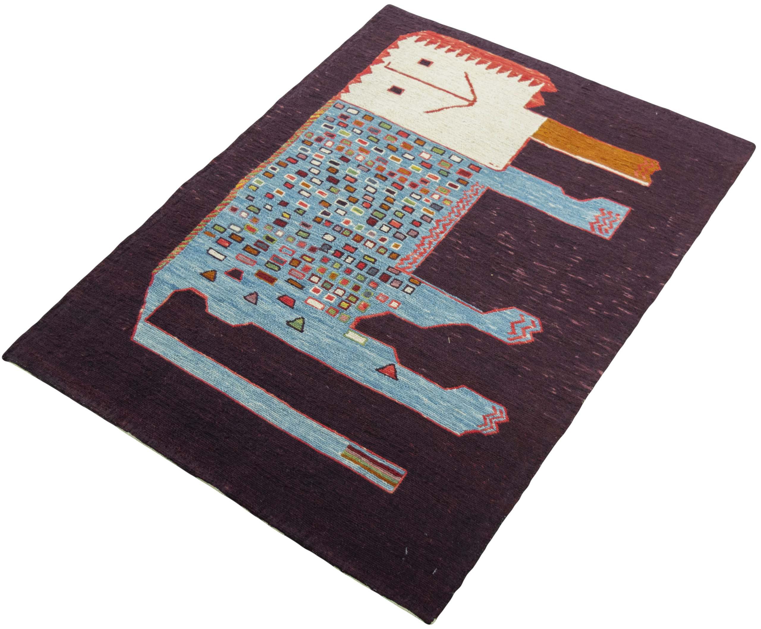 CABBEL Orientteppich 101x76 cm Dastan Multicolor Kelim Teppich Schurwolle Handgewebt Unikat, rechteckig, Höhe: 4 mm, 100% Schurwolle – weich und pflegeleicht