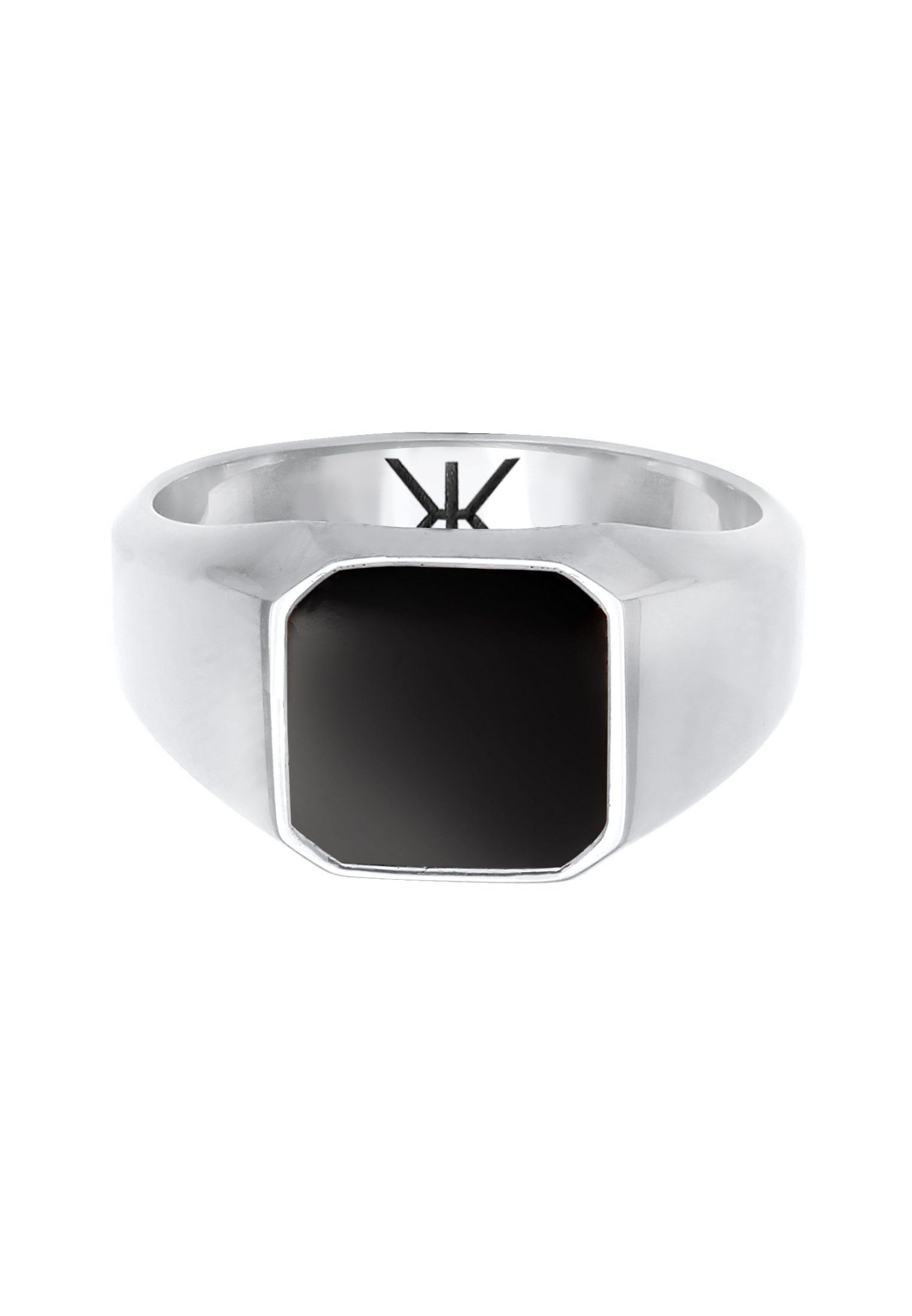 Kuzzoi Siegelring Herren Siegelring Emaille Schwarz Basic 925 Silber