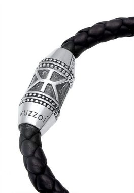 Kuzzoi Armband Herren Leder Logo Magnet-Verschluß 925 Silber