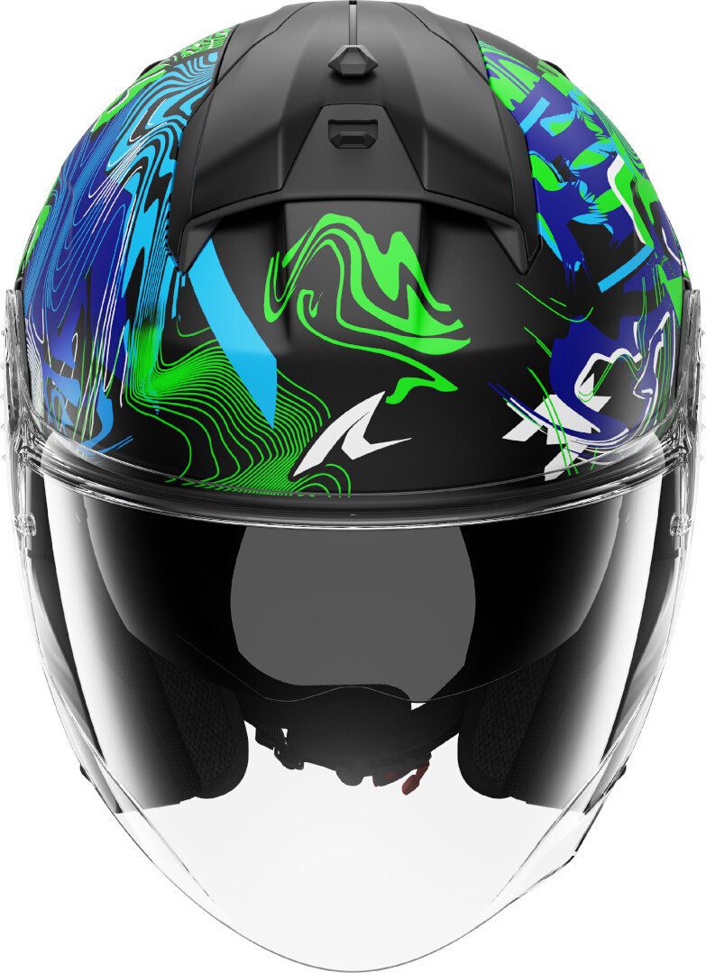 SHARK HELMETS Motorradhelm Shark SKWAL JET PRANZ MAT, grün/blau, Gr.M