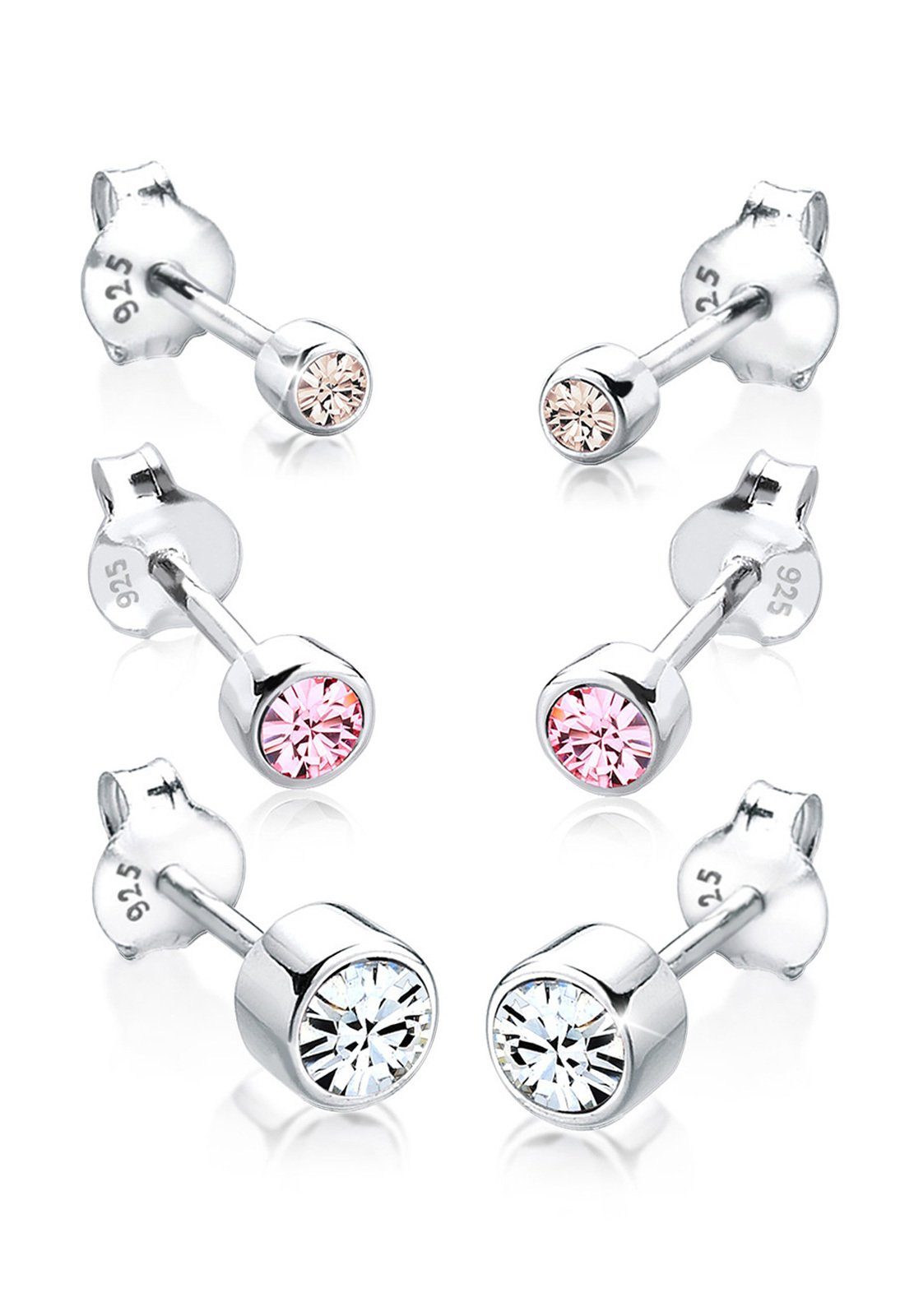 Elli Ohrring-Set (Set, 6 tlg) rund 925 Silber, mit Kristallen von Swarovski®