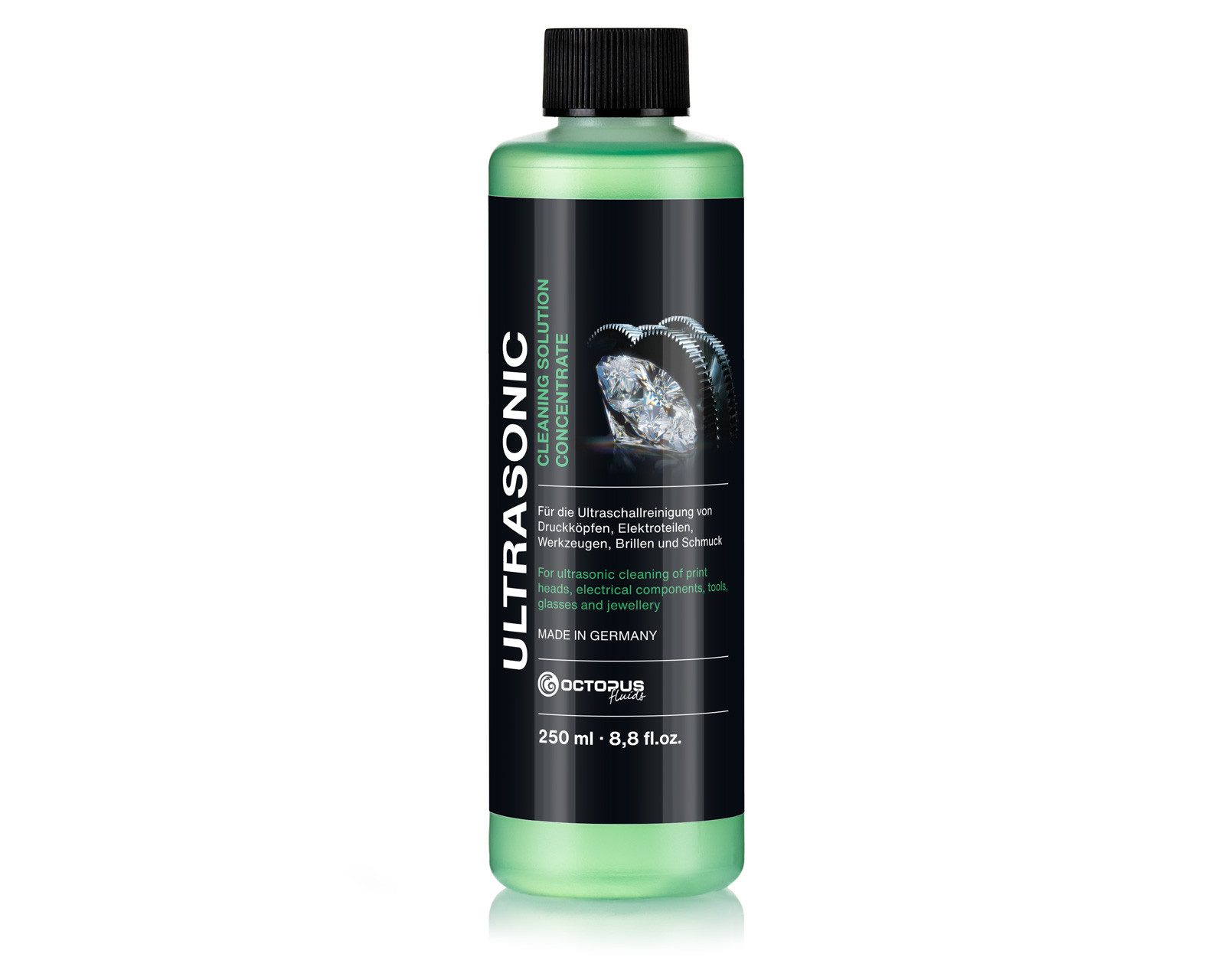 OCTOPUS Fluids Ultraschallreiniger OCTOSONIC Ultraschall Spezialreinigungskonzentrat grün 250ml, 250 ml Made in Germany