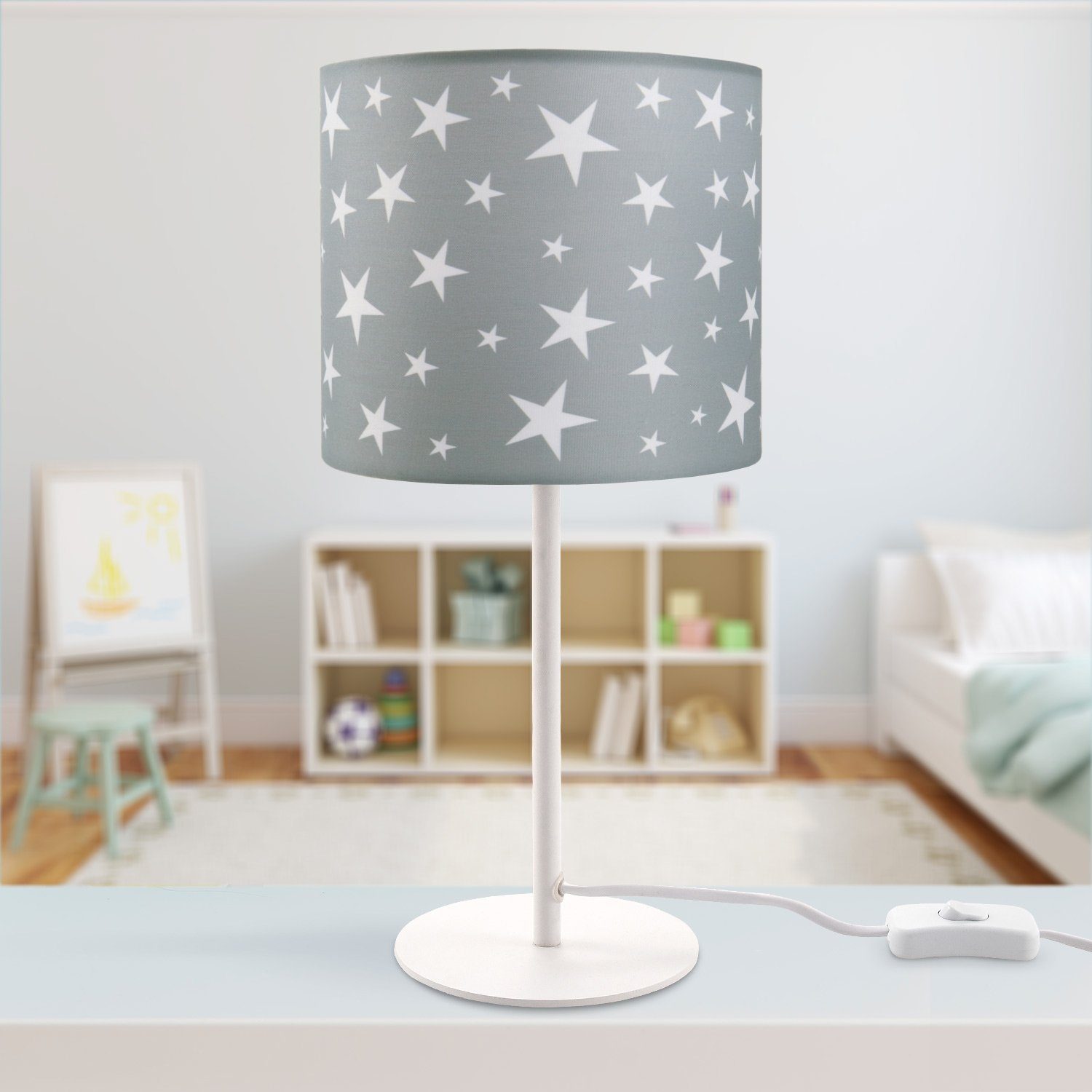 Paco Home E14 Kinderzimmer, Capri Kinderlampe Tischleuchte Tischleuchte 315, LED ohne Leuchtmittel, Sternen-Motiv, Deko