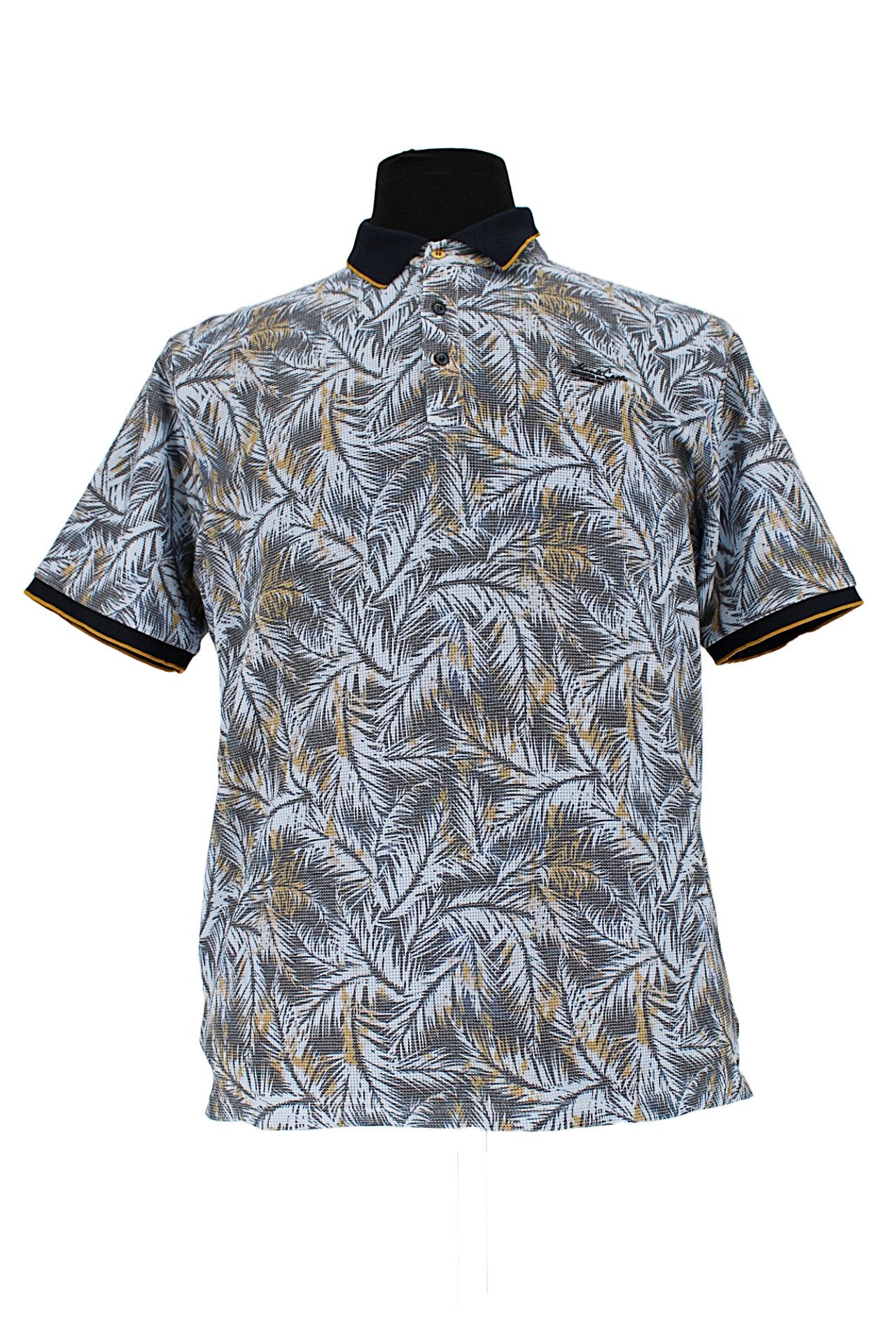 Mode Monte Carlo Poloshirt Polo-Shirt Knopf Hellblau mit Blau