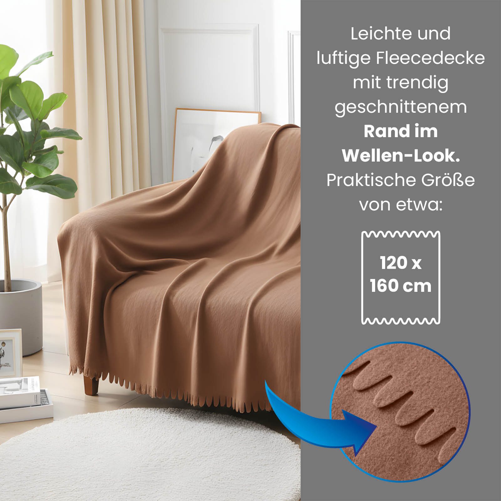 Wohndecke 3er Set Fleecedecke WAVE ca. 120x160, wometo, OEKO-TEX®, Fleecede günstig online kaufen