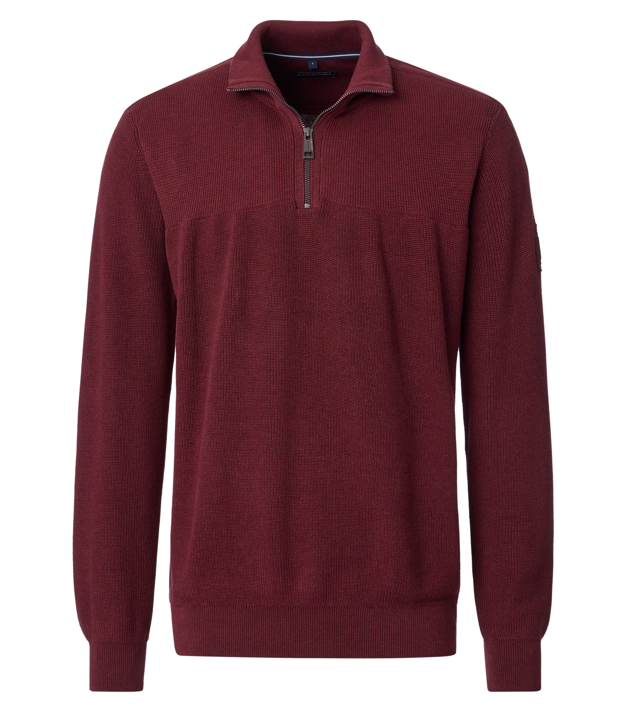 CASAMODA Troyer CASAMODA Herren Strick-Troyer Zipper Regular Baumwolle Rot