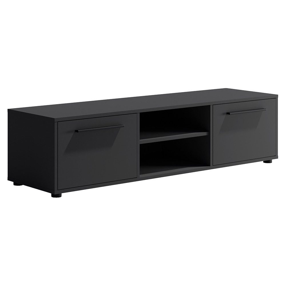 Lomadox Lowboard MOLLERUSA-132, 150 cm breit, schwarz matt mit schwarzen Gr günstig online kaufen