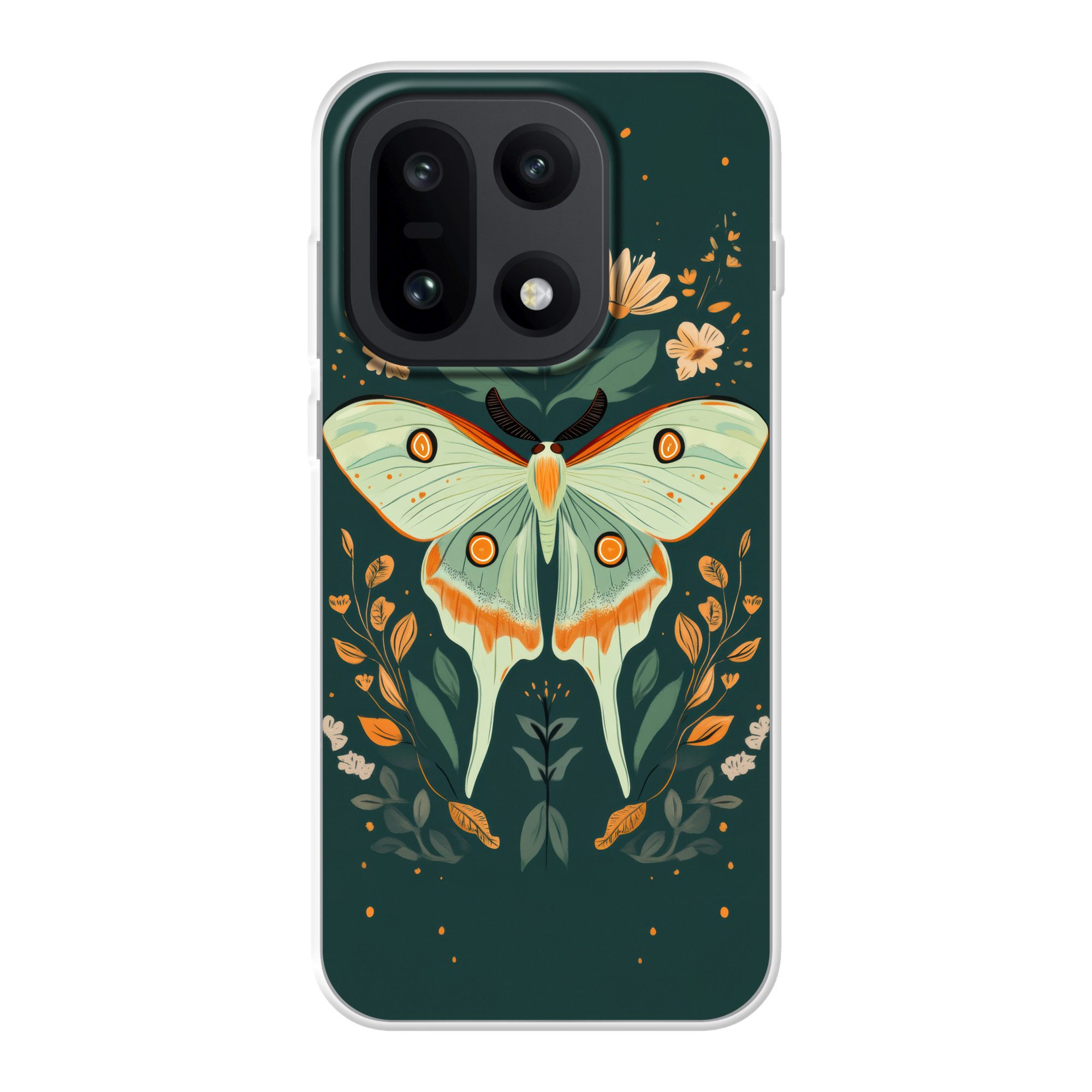 MuchoWow Handyhülle für OnePlus 15 Ornamental - Schmetterling - Grün - Blätter, Phone Case, Silikon, Schutzhülle Dünn