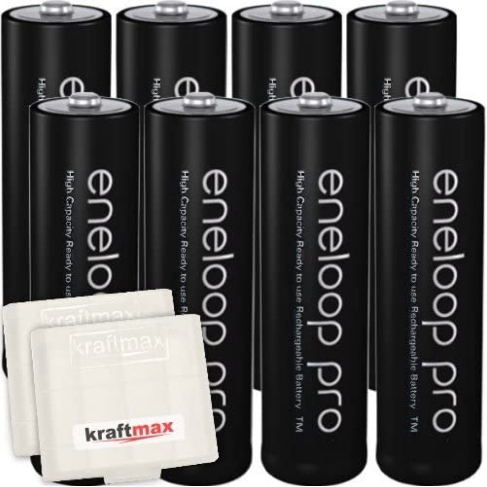 kraftmax 8er Pack Panasonic Eneloop PRO XX AA/Mignon Akkus - 2550 mAh Akku-Set Mignon AA 2550 mAh (1,2 V V), Hochleistungsakku