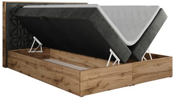 MKS MÖBEL Boxspringbett NESSI, mit Bettkasten, Doppelbett, Multipocket Matratze, hohes Kopfteil