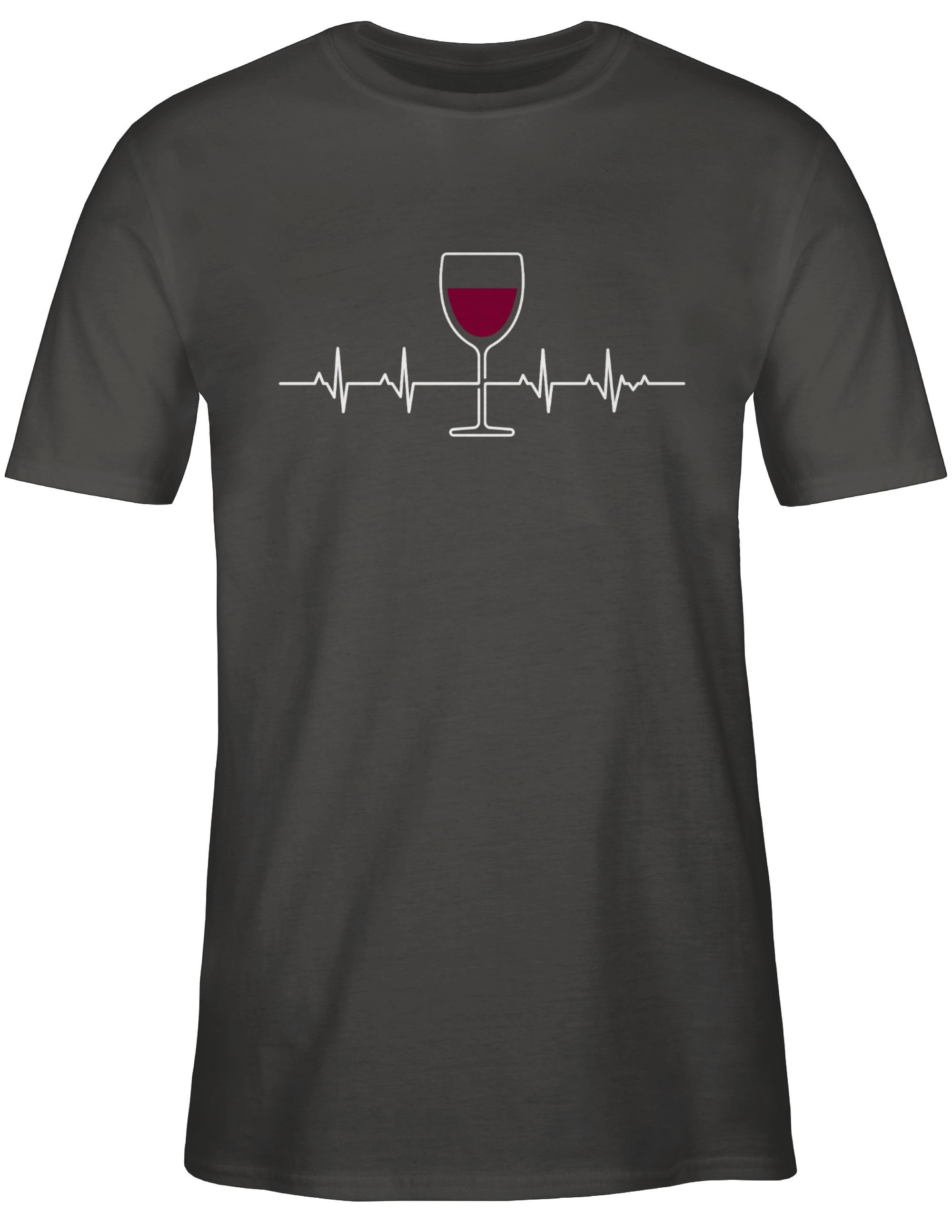 Rotwein Dunkelgrau 02 Zeichen Herzschlag Symbol Shirtracer T-Shirt und Outfit