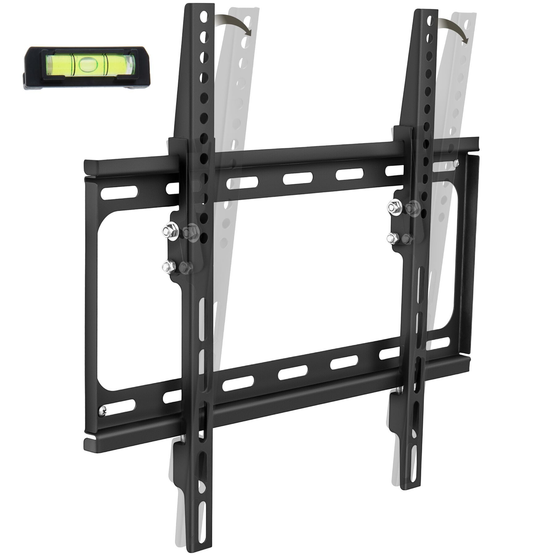 tectake TV-Wandhalterung Fernseherhalterung für 26-75 Zoll (66-191 cm), max. VESA 400 x 400, (bis 75 Zoll, für Flachbildfernseher, bis 100 kg, neigbar und stufenlos breitenverstellbar, flacher Wandabstand)