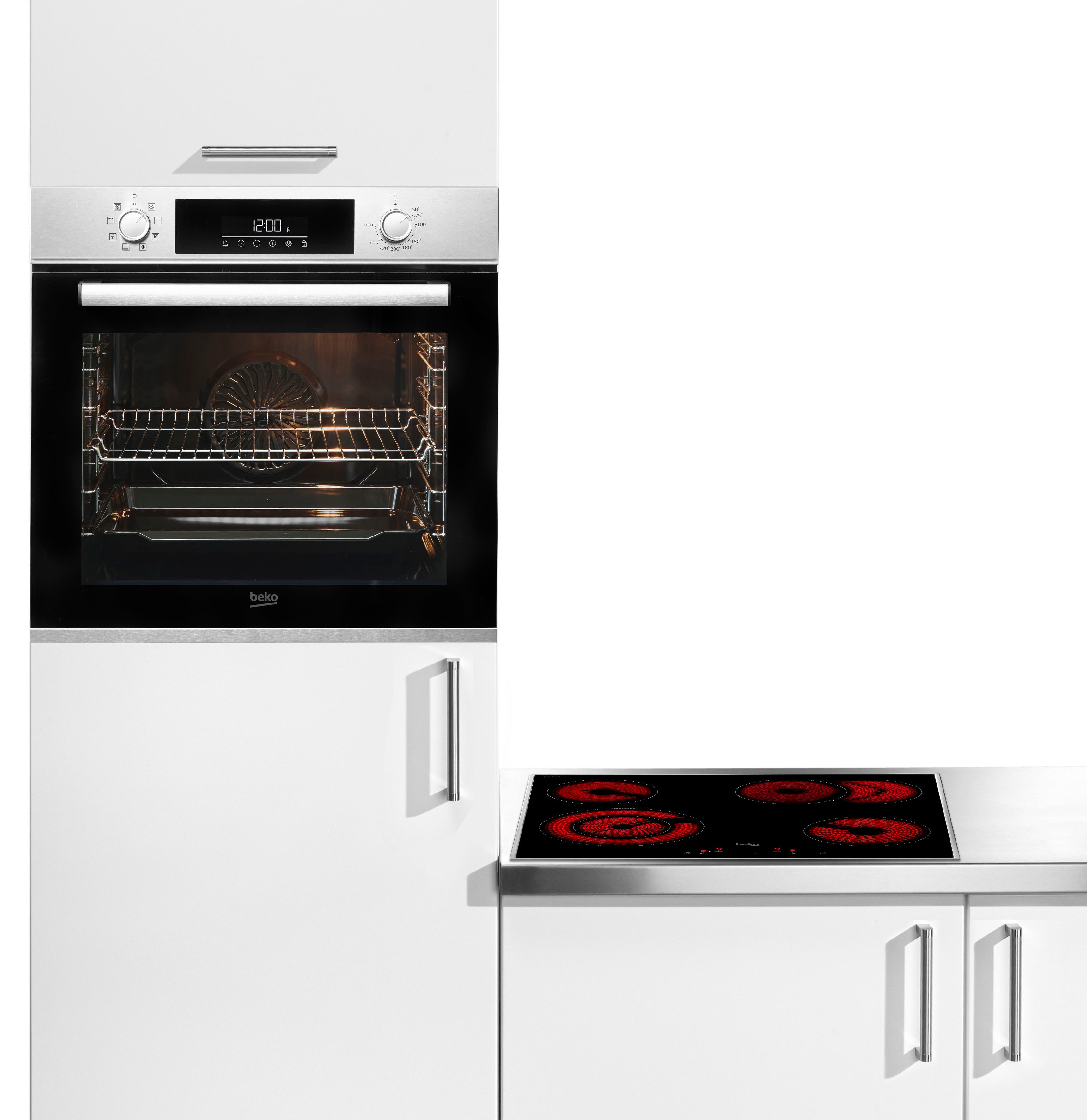 BEKO Backofen-Set BBSM12320X, mit Teleskopauszug nachrüstbar, Gleichmäßige Heißluft für perfekte Ergebnisse dank Aeroperfect