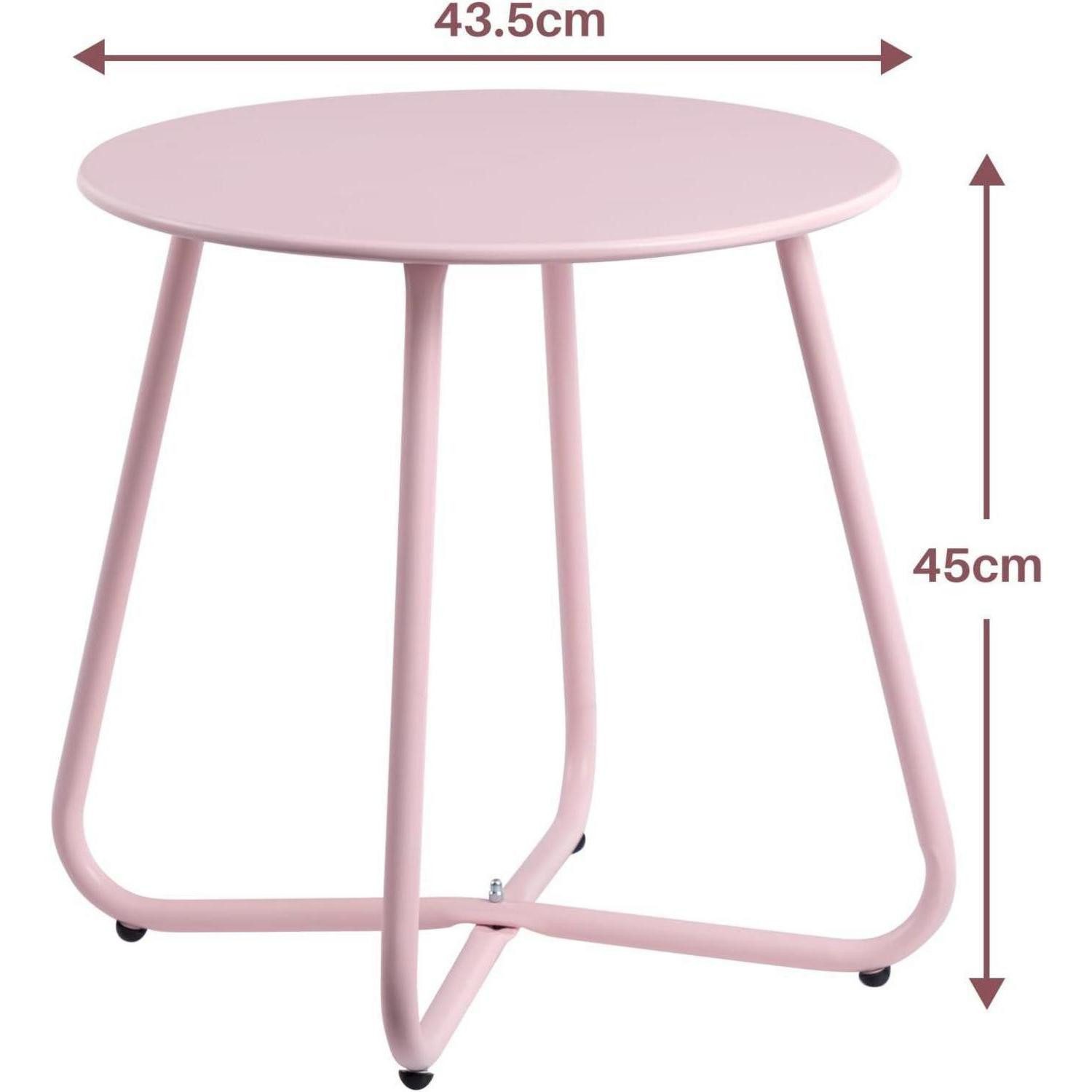 LuxusKollektion Beistelltisch Beistelltisch Outdoor Balkontisch Rund Gartentisch Metalltisch Pink