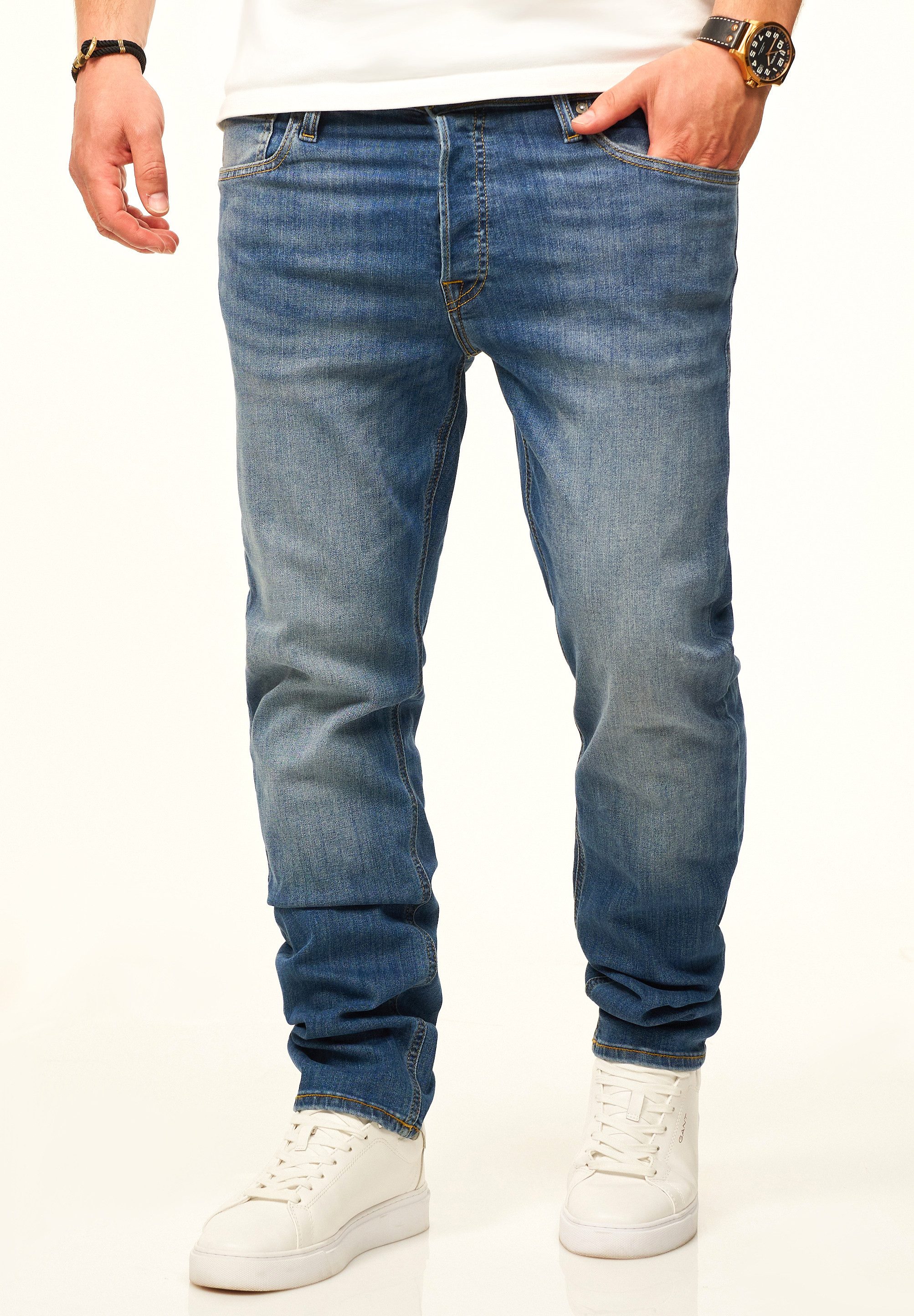 Jack & Jones Tapered-fit-Jeans MIKE ARIS Original Denim Hose mit Stretch Herren Jeans mit Comfort Fit Passform