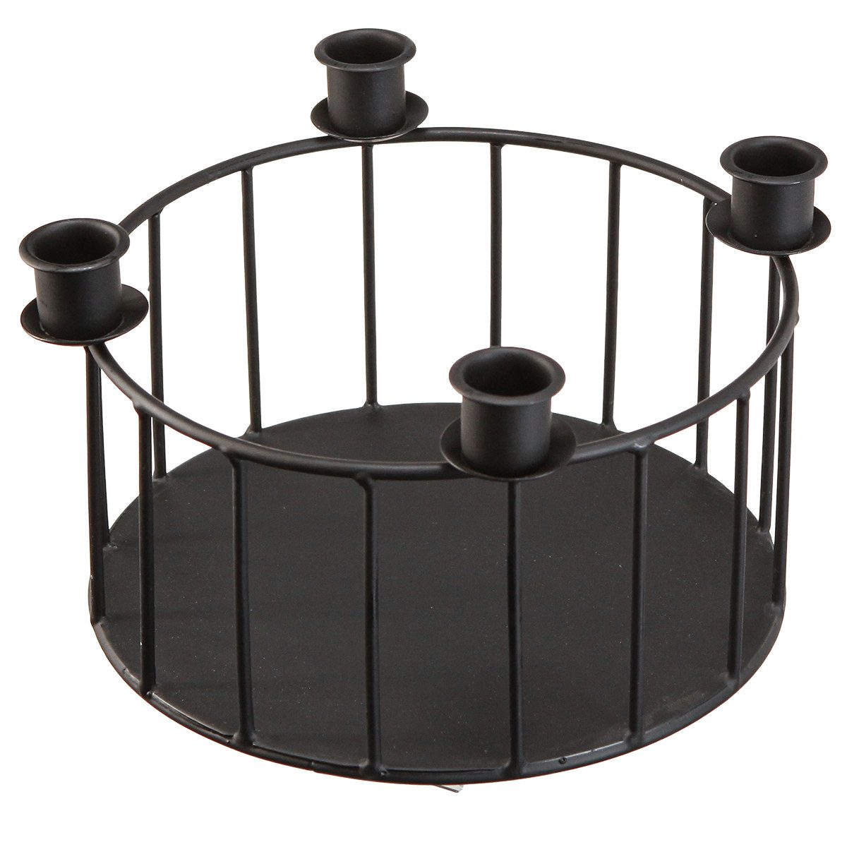 Posiwio Kerzenhalter Drahtkorb Schwarz Metall Dekokorb mit Kerzenhalter Ø23,5 cm