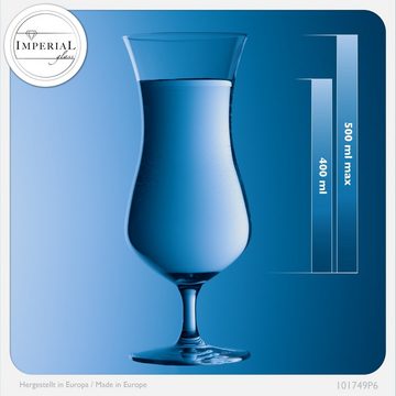 IMPERIAL glass Cocktailglas Große Cocktailgläser, Crystalline Glas, 400ml (max. 500ml) Longdrinkgläser Eiskaffeegläser Hurricane Gläser