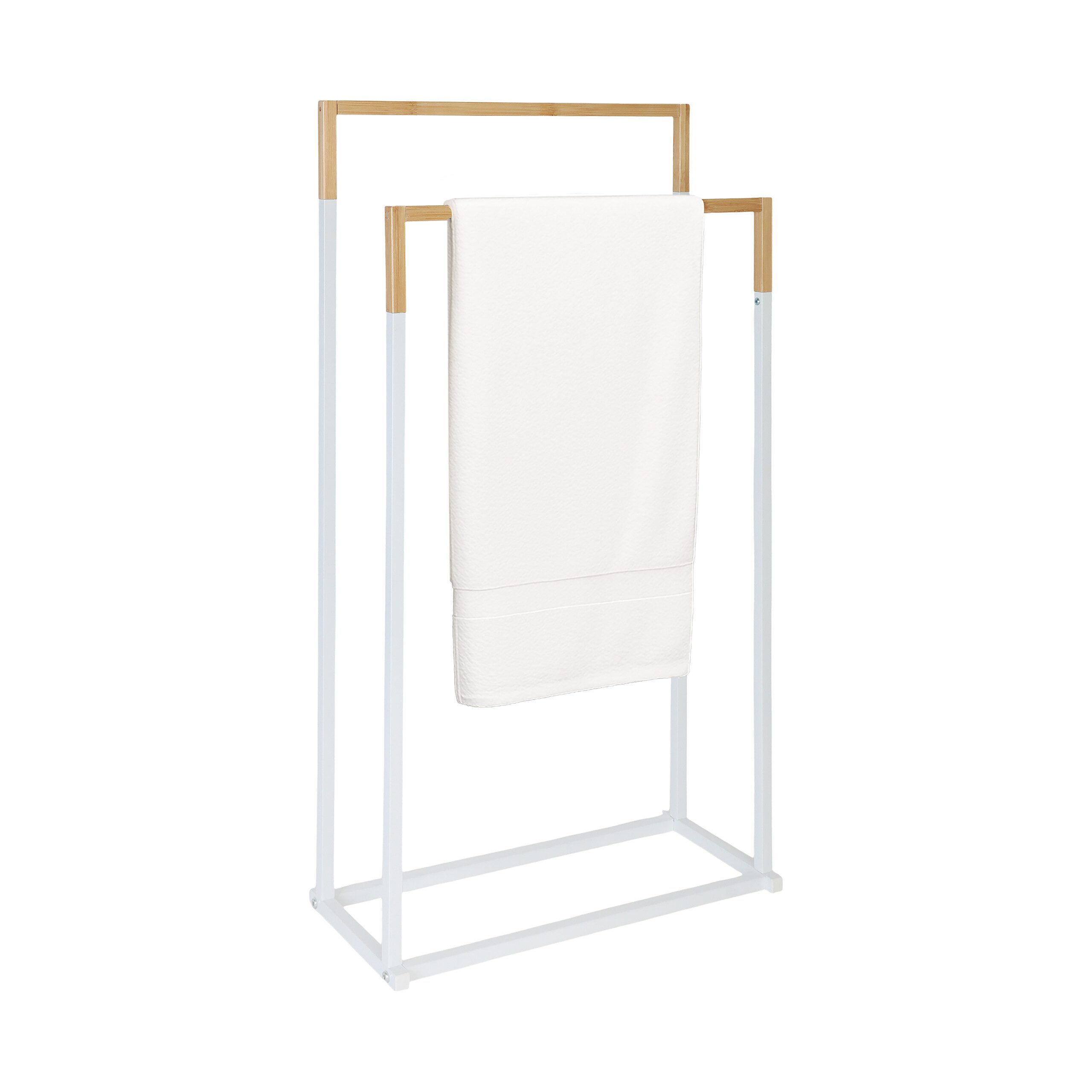 relaxdays Handtuchständer mit 2 Stange, weiß günstig online kaufen