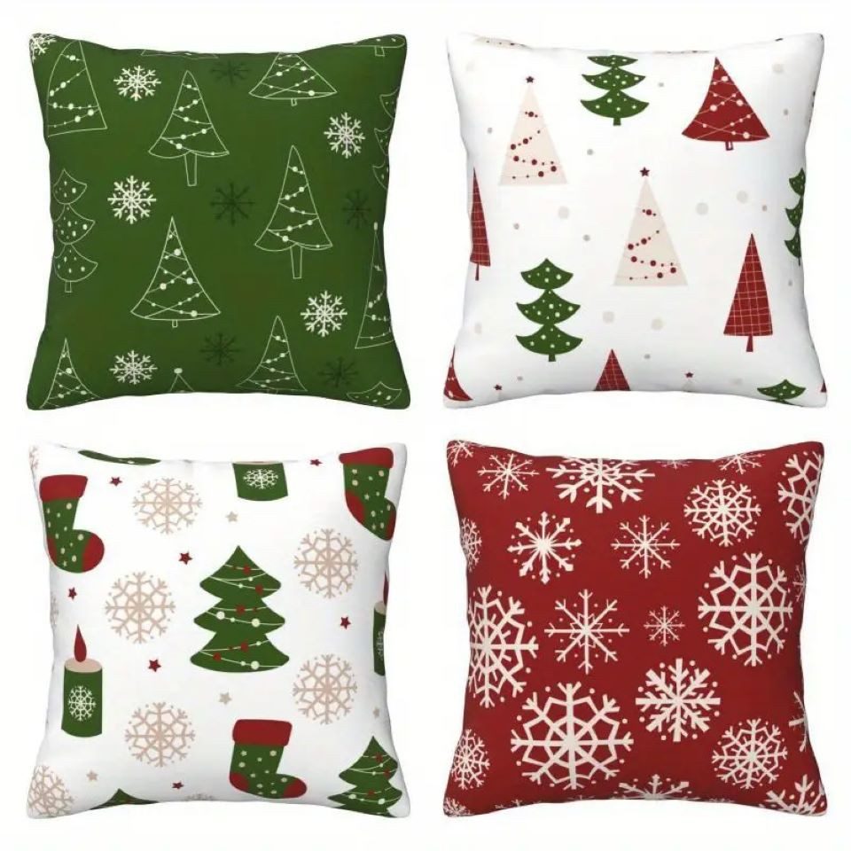 Coonoor Kissenbezug Weihnachtsdekoration Kissenbezüge 45 x 45 cm, (4 Stück) günstig online kaufen