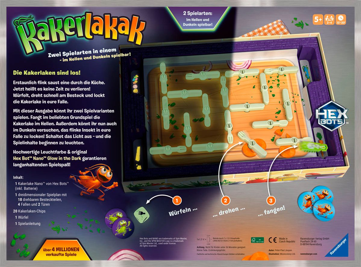 Ravensburger Spiel Kakerlakak - Glow in the Dark, Kinderspiel, Made in Europe
