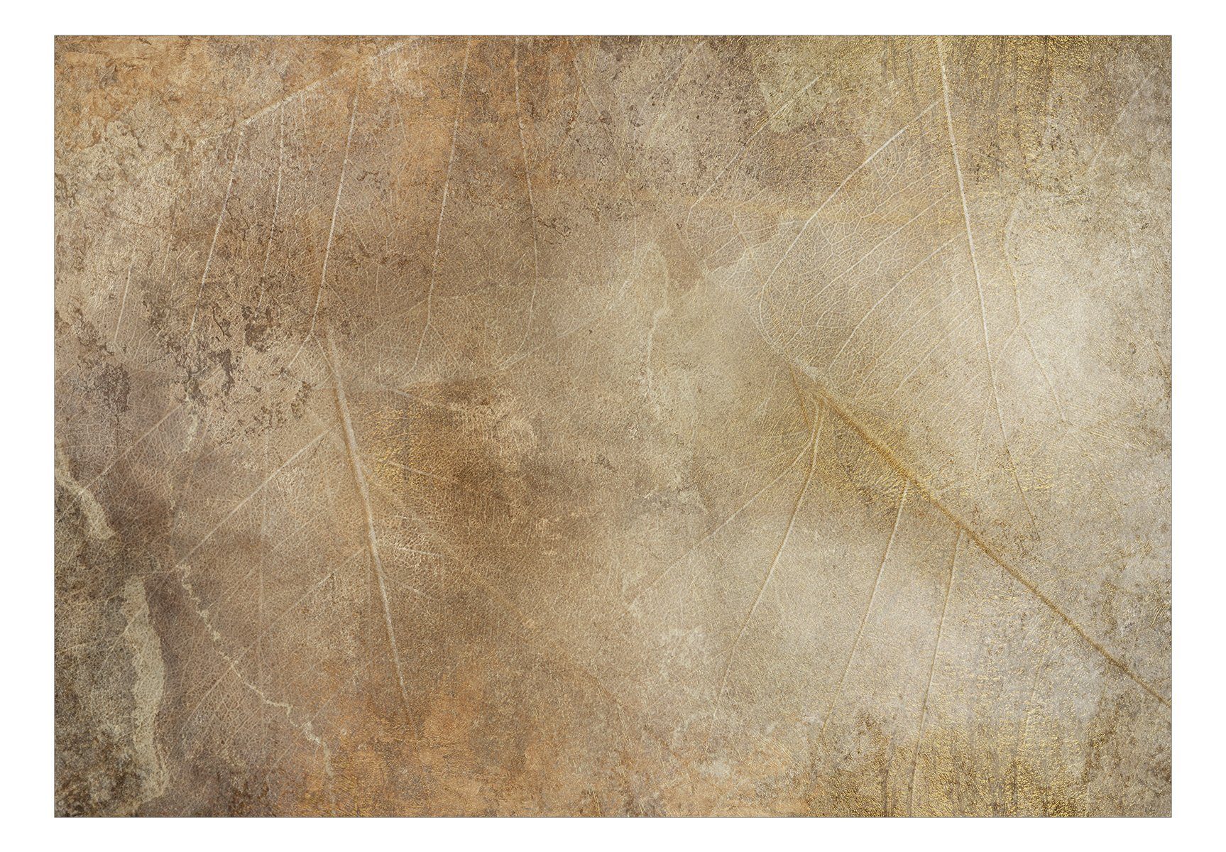 KUNSTLOFT Vliestapete Golden 1x0.7 m, Design lichtbeständige Time Tapete Leaves halb-matt, of